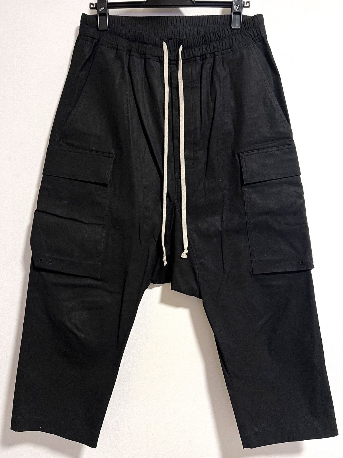 image of Rick Owens Cargo Cropped Pants in Black, Men's (Size 40)