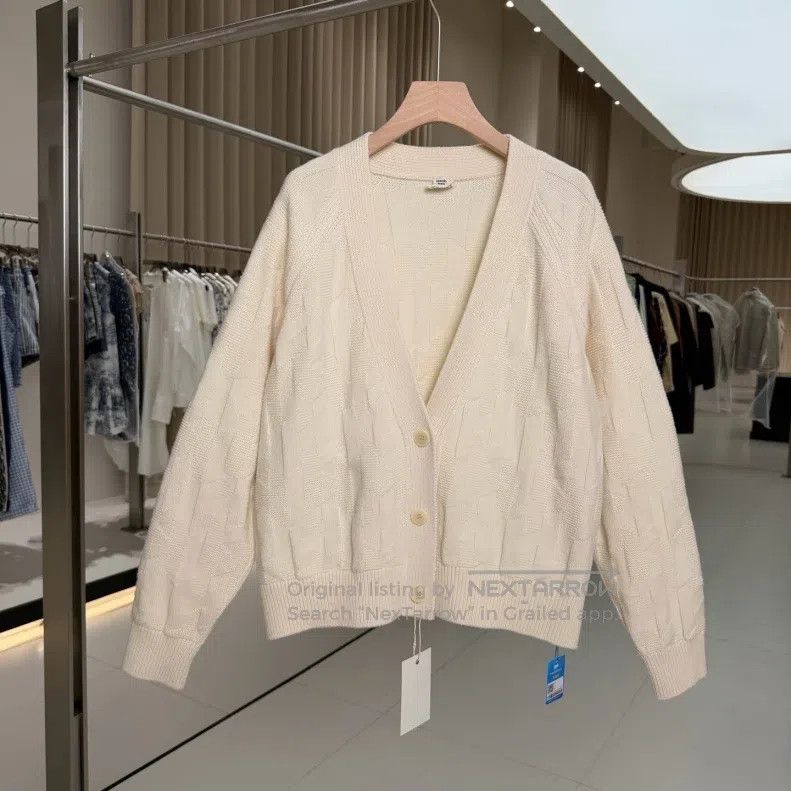 Hermes Hermes White Striped H Monogram Wool Knit Cardigan Size S / US 4 / IT 40 - 1 Thumbnail