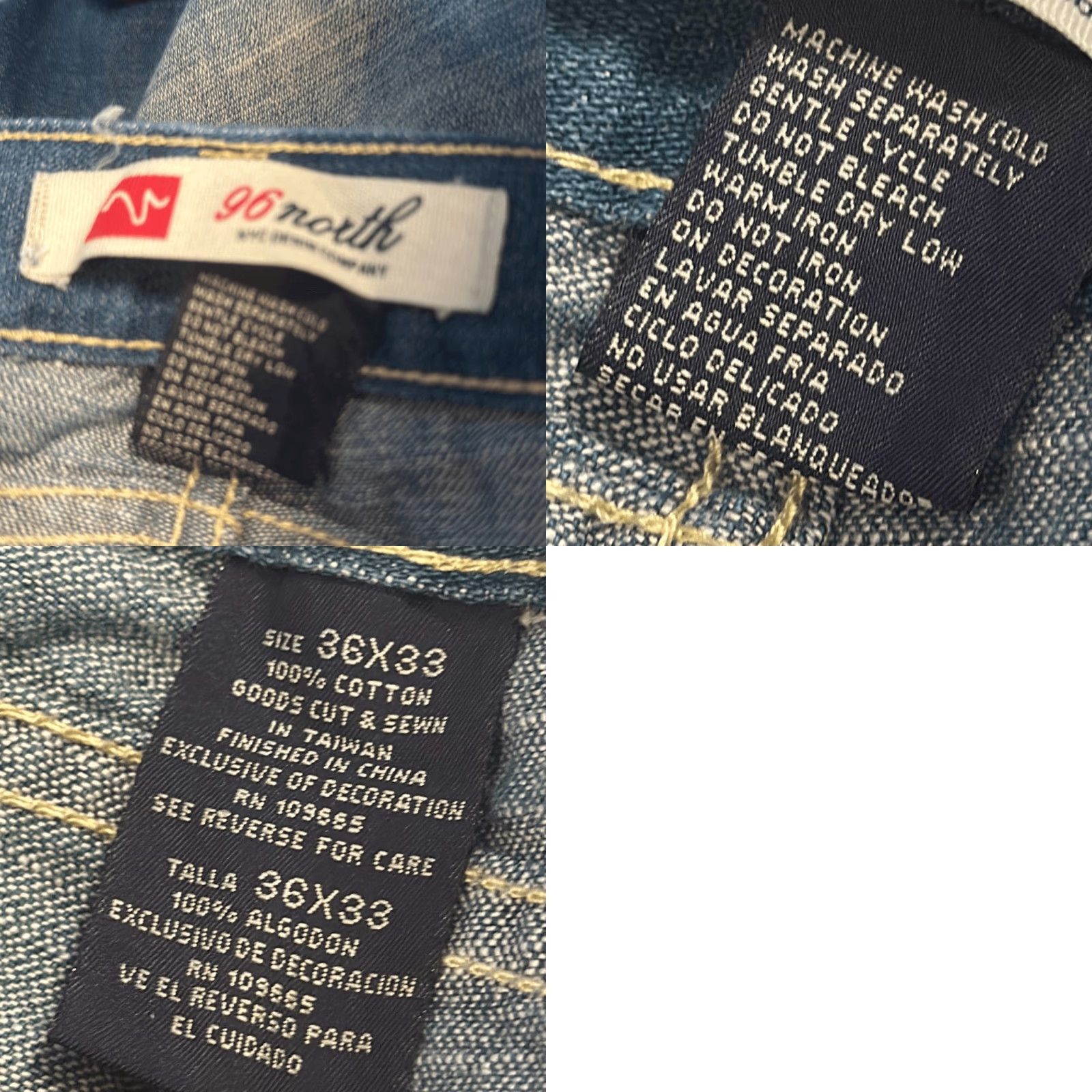 Vintage 96 North Baggy Loose Skater Jeans Jeans Men 36 Regular Cotton Blue 96 North Baggy Loose Skater Jeans Hip Hop 90s Mens Size US 36 / EU 52 - 8 Thumbnail