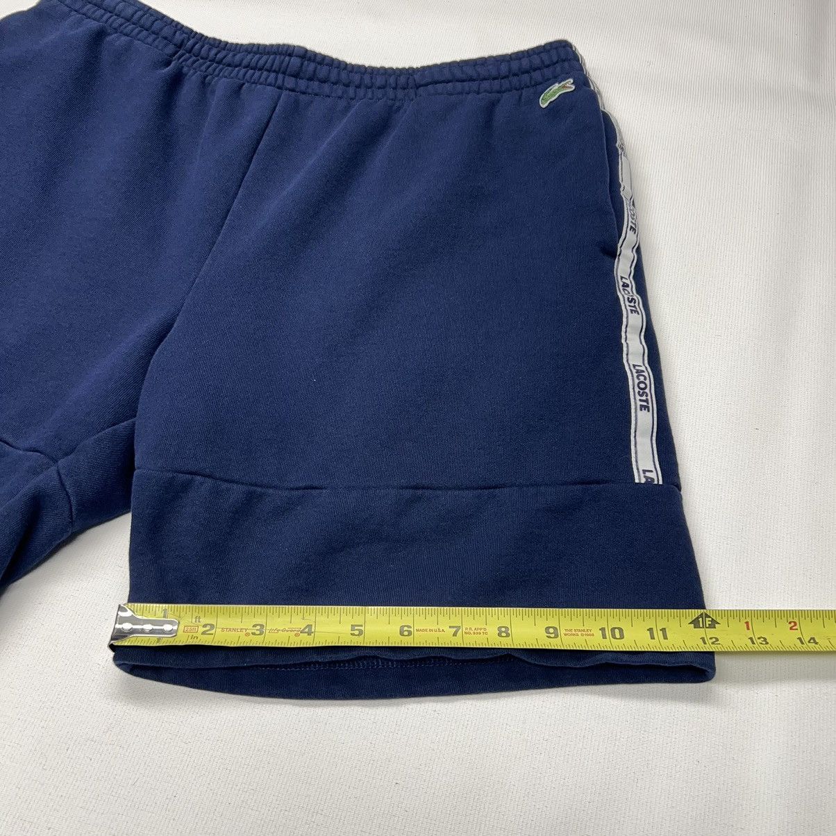 Lacoste Lacoste Sweat Shorts Blue Stripe Letter Logo Navy Drawstring Size US 36 / EU 52 - 16 Thumbnail