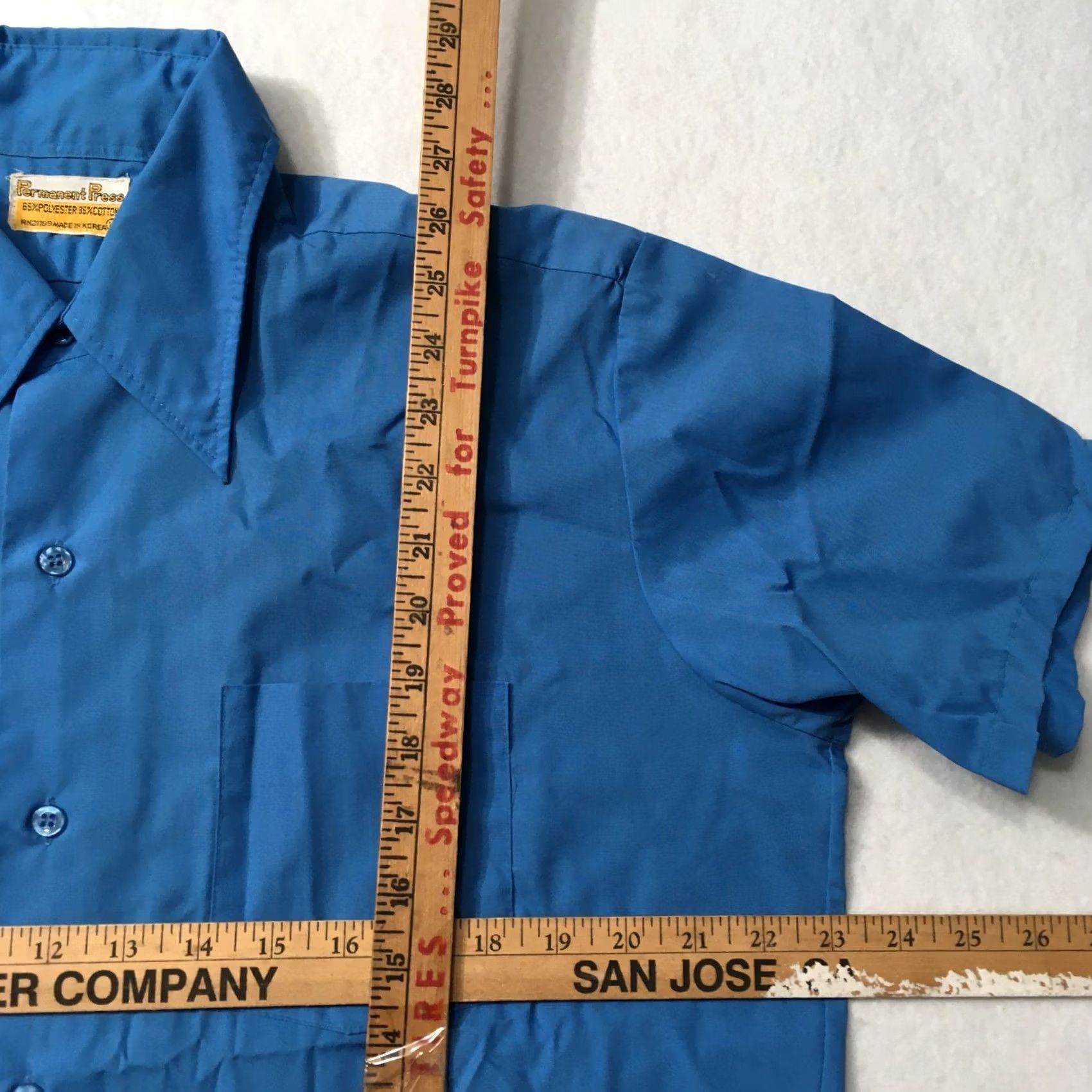 Vintage VINTAGE Kmart Shirt Mens Blue Permanent Press Short Sleeve 70s Korea 15 Size US M / EU 48-50 / 2 - 3 Thumbnail