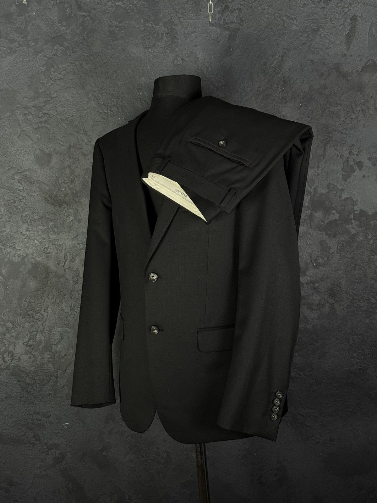 Balmain BALMAIN Paris Navy Wool Blend Slim Fit Black Men’s Suit 46R Size 46R - 1 Thumbnail