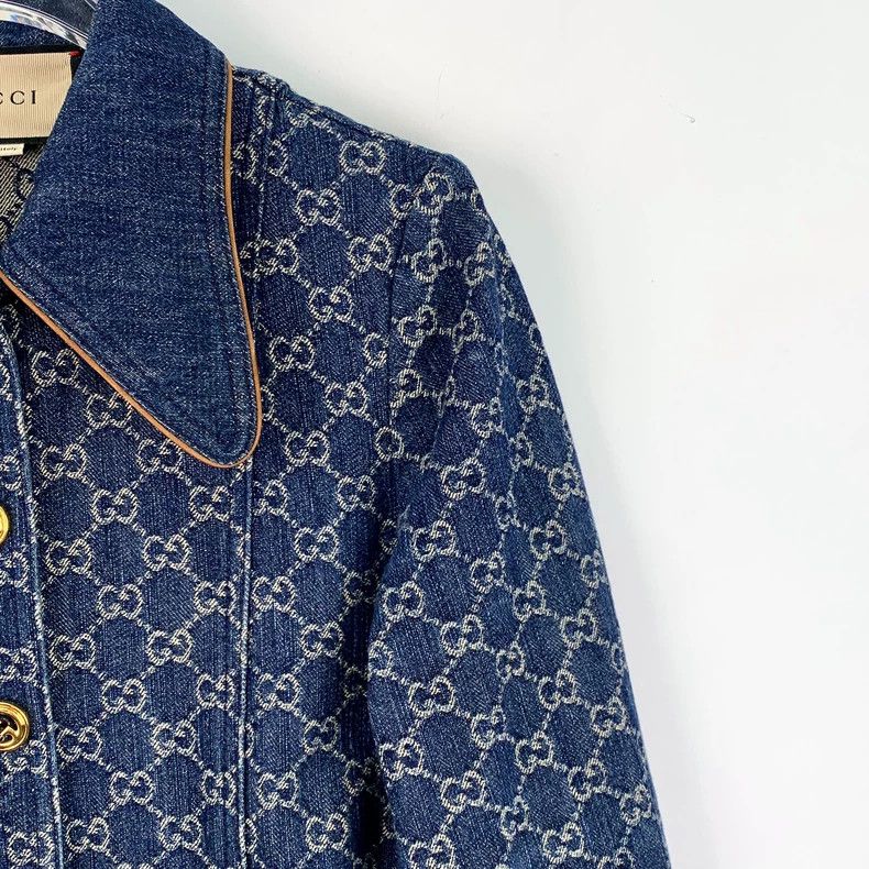 Gucci Gucci Dark blue logo jacquad full print cotton lapel singl Size XS / US 0-2 / IT 36-38 - 3 Thumbnail