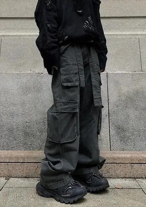 Jean Multi pocket utility grunge cargo pants Size US 34 / EU 50 - 1 Thumbnail