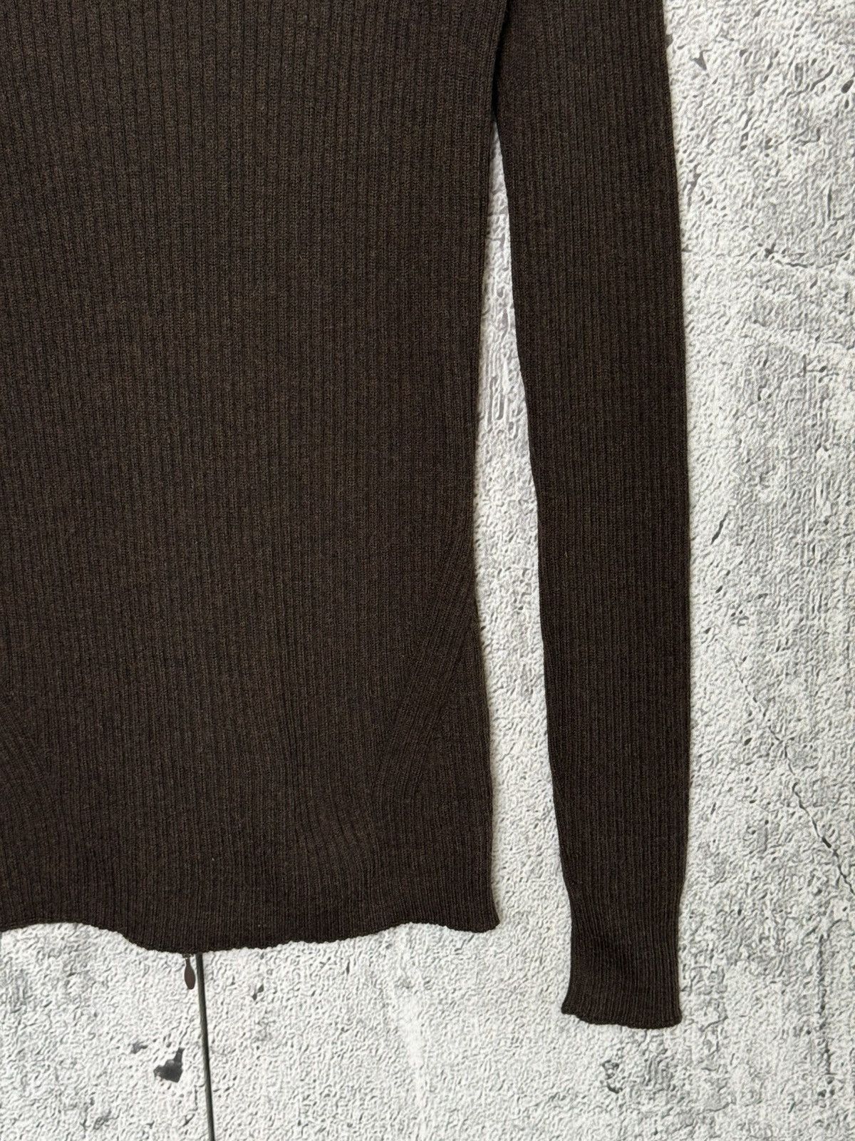 D.Exterior D.Exterior Brown Ribbed Wool Ruffle Zip Cardigan Sweater Size L / US 10 / IT 46 - 15 Thumbnail