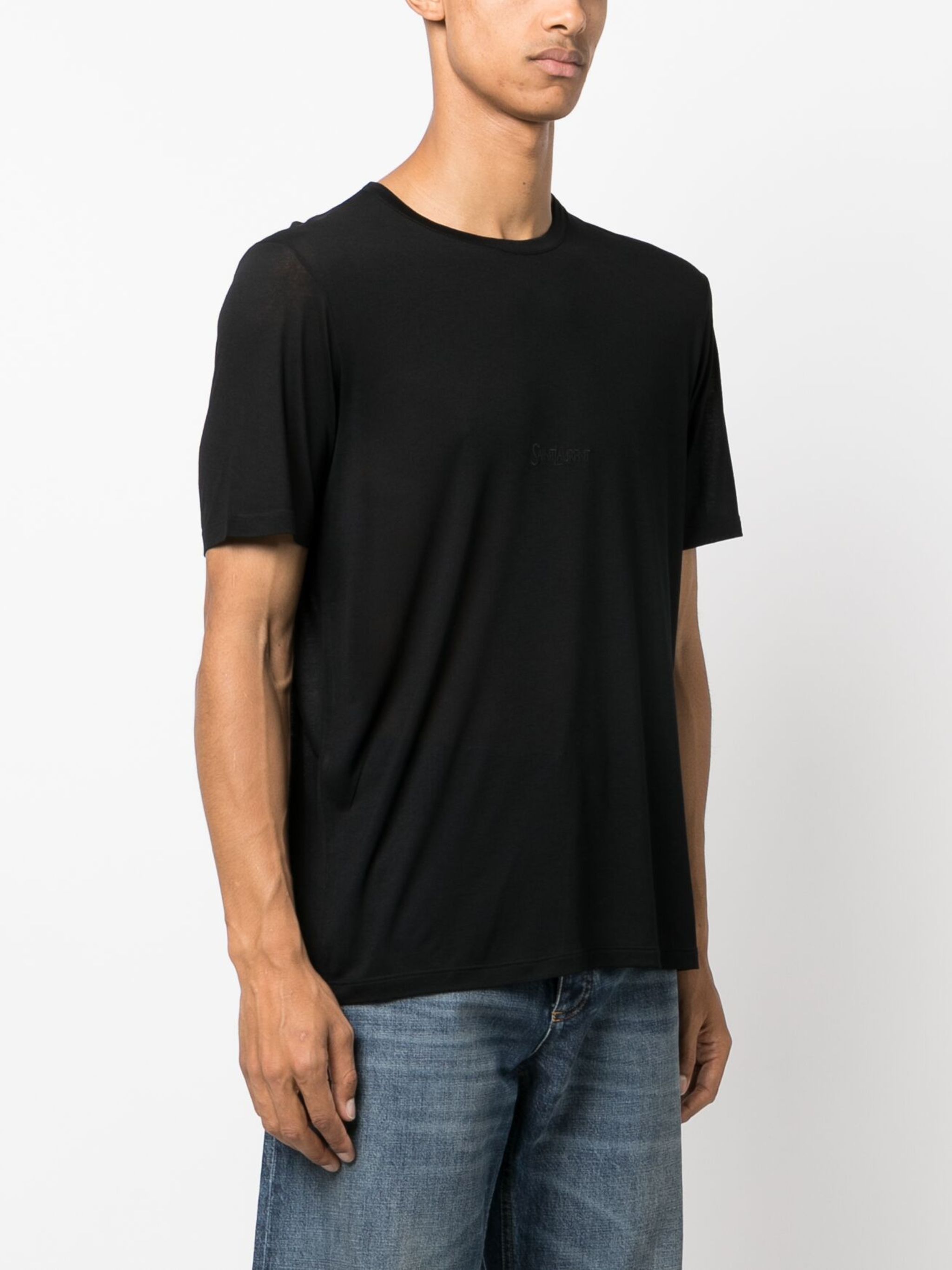 Saint Laurent Paris os11x1224 Crew-Neck Short-Sleeve T-Shirt in Black Size US L / EU 52-54 / 3 - 3 Thumbnail