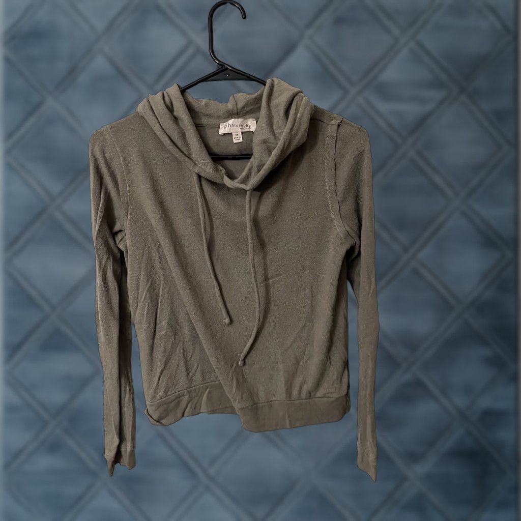 Vintage Philosophy Hoodie Pullover Womens Long Sleeve Cropped Brown XS Size Ladies Athletic Fleece Size XS / US 0-2 / IT 36-38 - 1 Thumbnail