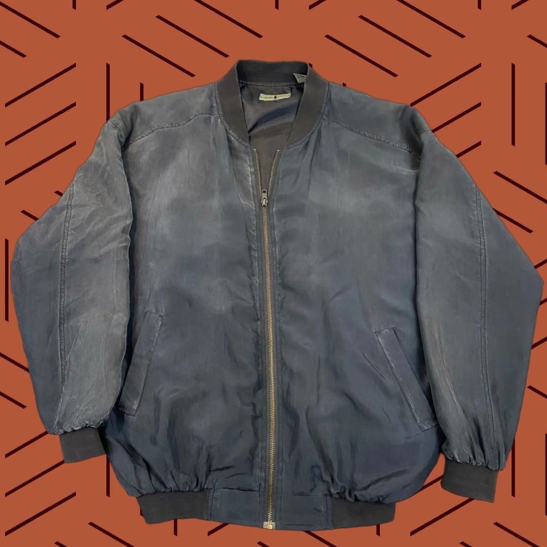 Vintage Robert Stock Jacket Mens Small Gray 100% Silk Shell Full Zip Lightweight Bomber Size US S / EU 44-46 / 1 - 1 Thumbnail