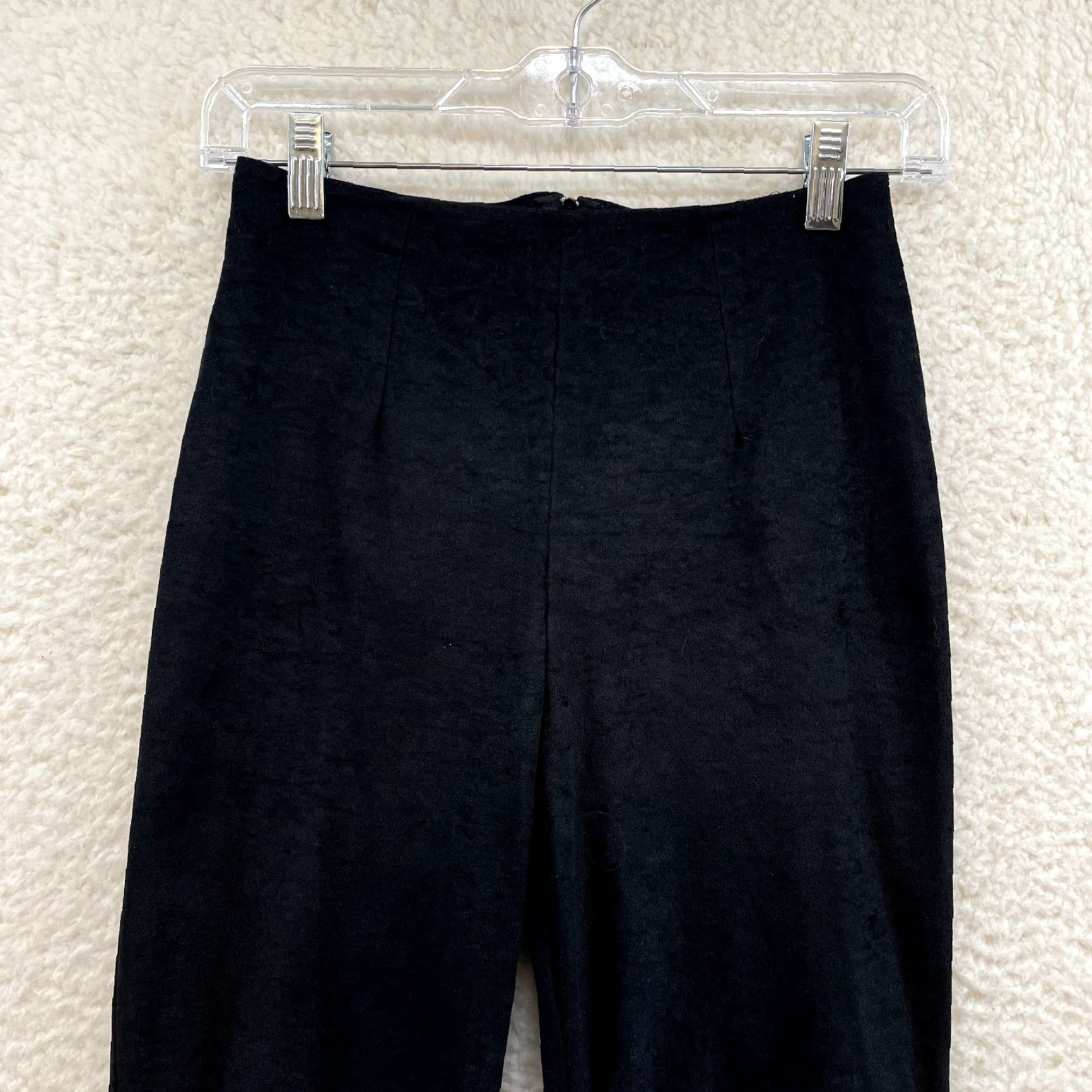 Vintage 90s Y2K Vintage Black Faux Suede High Waisted Bootcut Flare Pants - 00/0 XS, Women, 30 Inseam, Glam Rock Look, E.Y.E Size 25" / US 0 / IT 36 - 3 Thumbnail