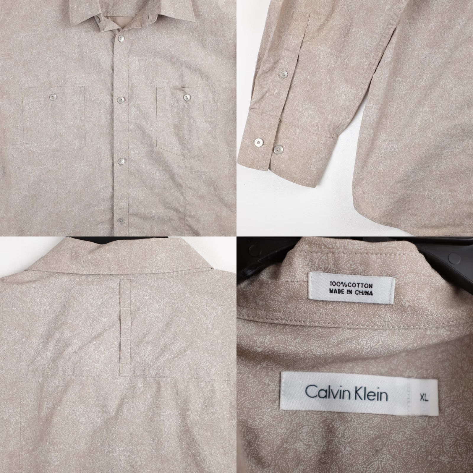Calvin Klein Calvin Klein Men's Button-Up Shirt Beige Patterned Long Sleeve XL Size US XL / EU 56 / 4 - 8 Thumbnail