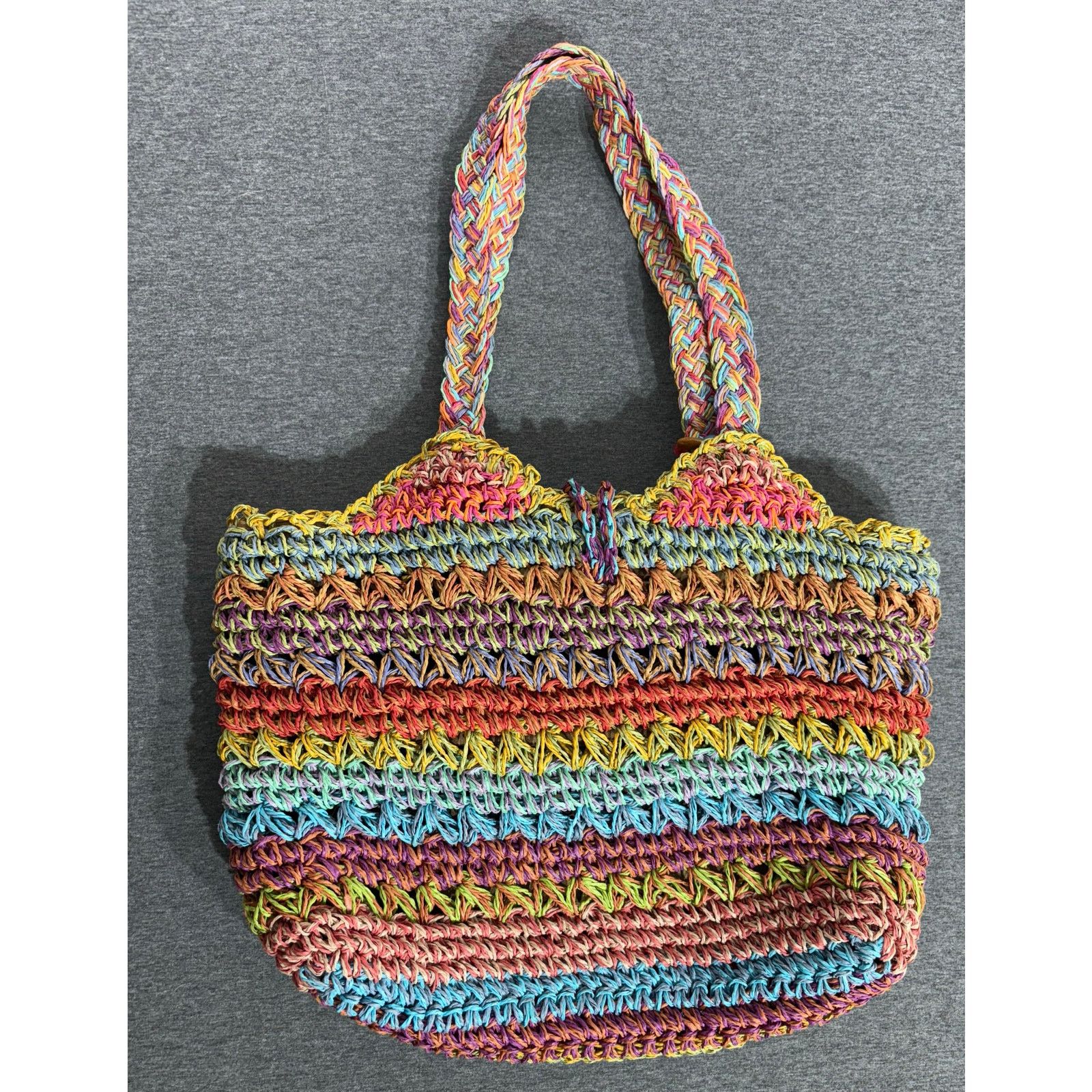 Other Blue Miami | Women's Woven Straw Basket Tote Handbag Size ONE SIZE - 5 Thumbnail