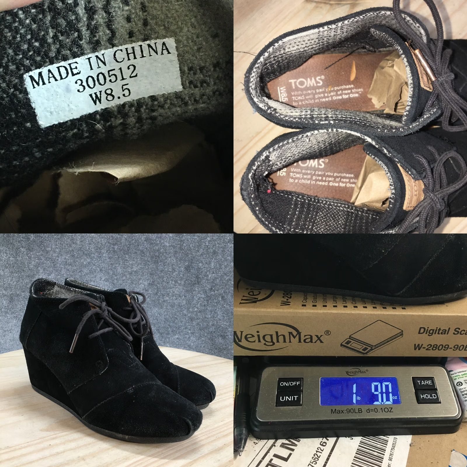 Toms TOMS Womens Bootie Black Suede Kala Desert Wedge Ankle Bootie 8.5 Lace Up Mid Heel Casual Felt Lining Leather Insole Shoes Womens Size US 9 / IT 39 - 10 Thumbnail