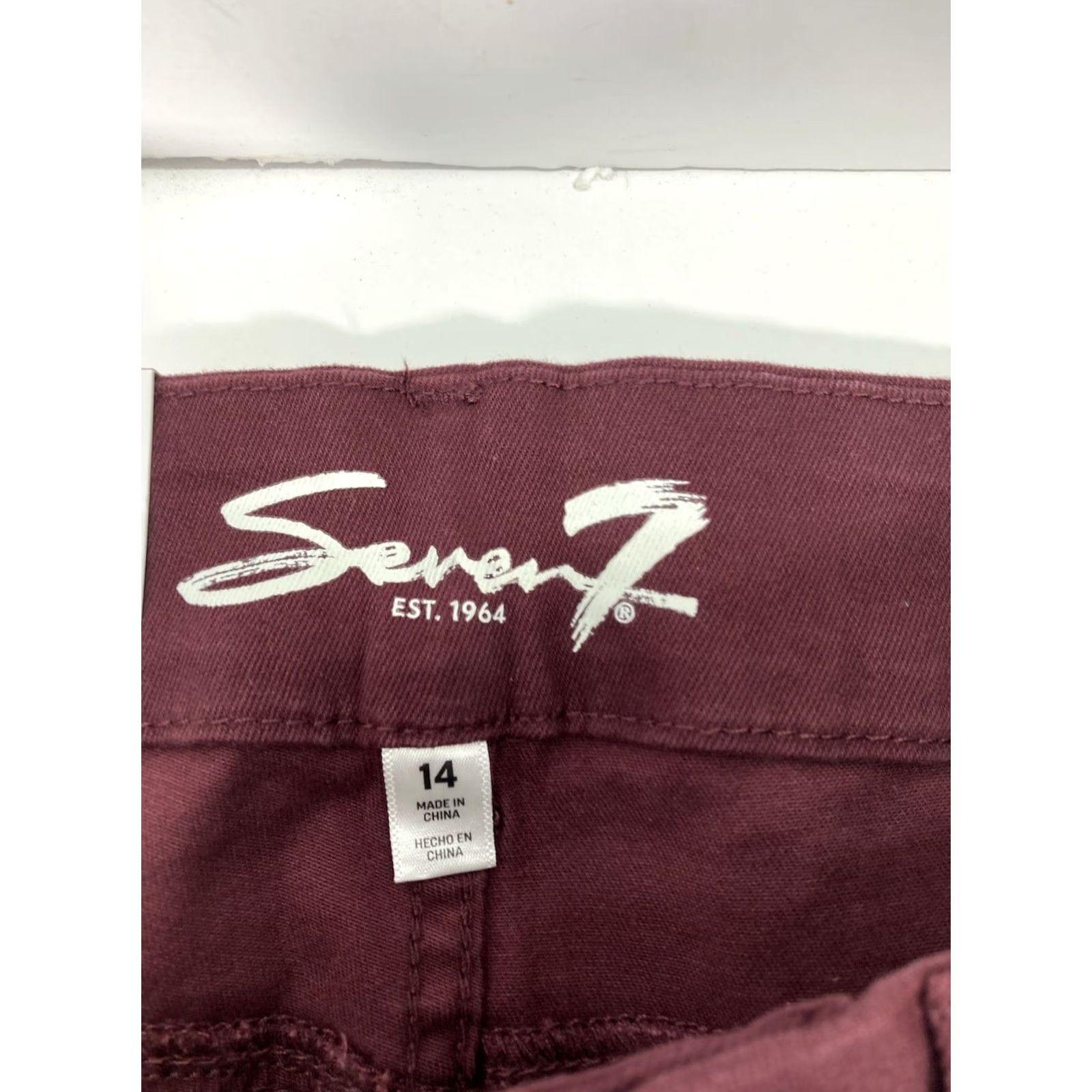 Vintage Seven7 Tummy Less Skinny Jeans Women 14 32X31 Maroon Denim High Rise Stretch NWT Jeans Women Size 36" / US 14 / IT 50 - 6 Thumbnail