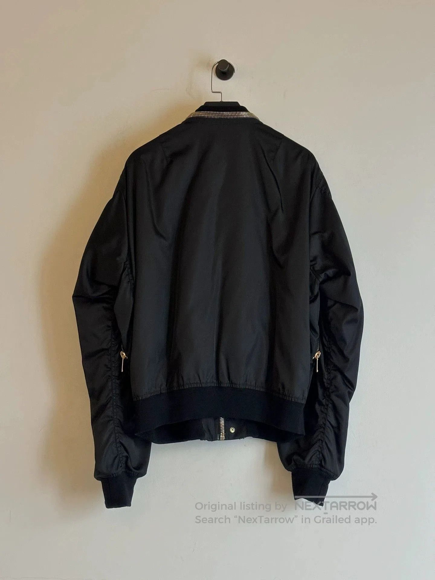 Alexander McQueen Black er Jacket with Zip Front and Ribbed Trim. Size US M / EU 48-50 / 2 - 6 Thumbnail