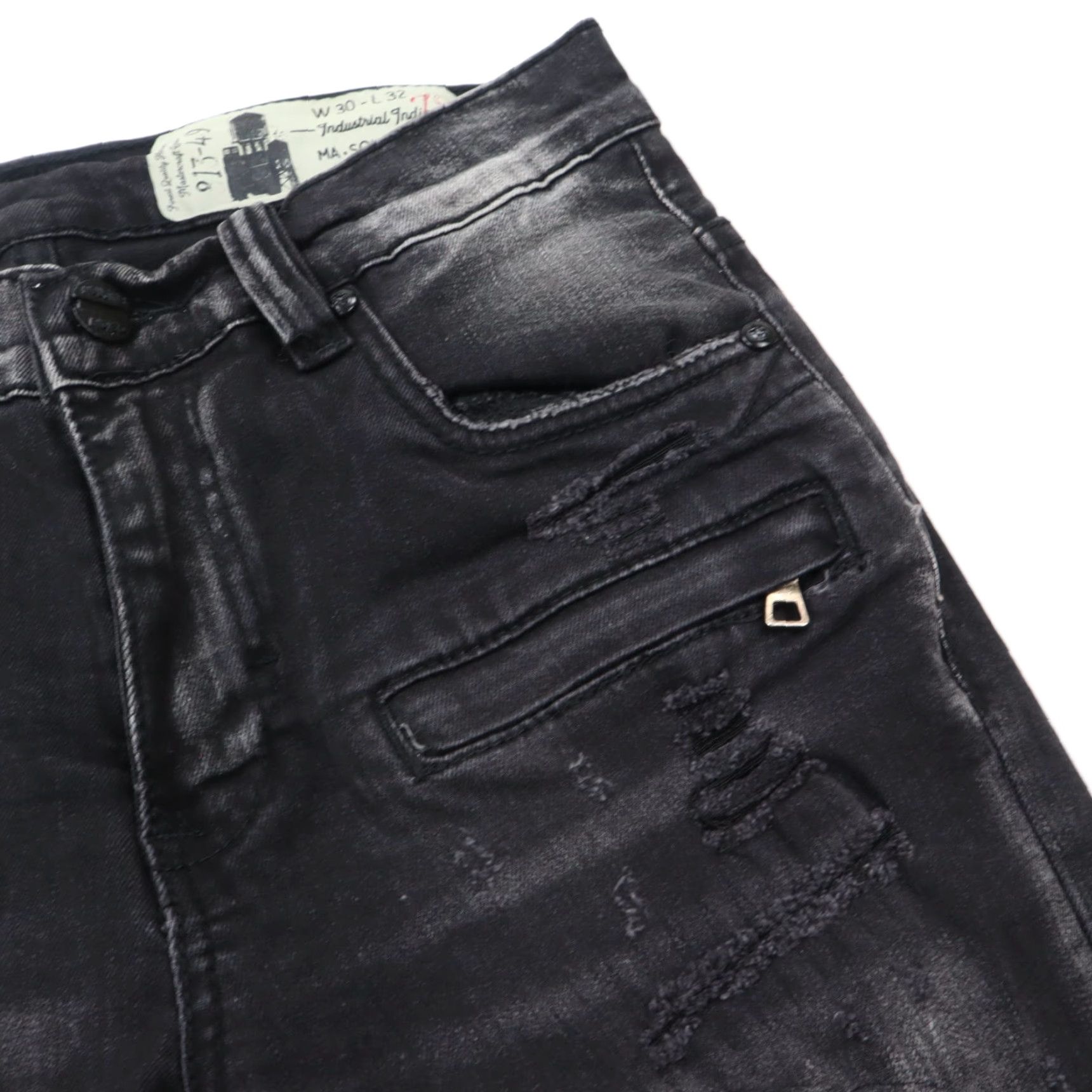 Industrial Indigo Jeans Mens 30x32 Skinny Stretch Black Denim