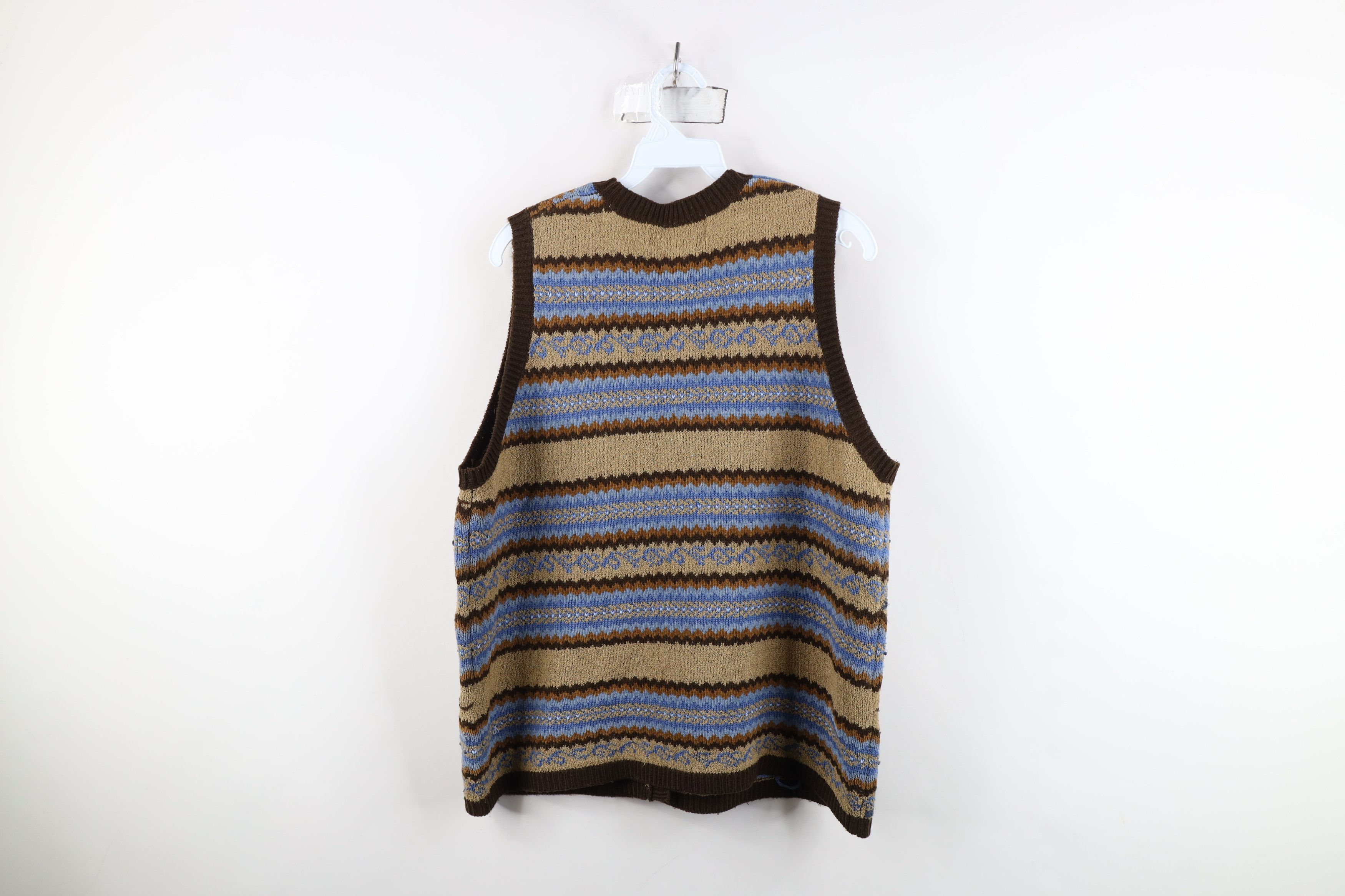Vintage Vintage 90s Streetwear Fair Isle Knit Cardigan Sweater Vest Size XL / US 12-14 / IT 48-50 - 9 Thumbnail