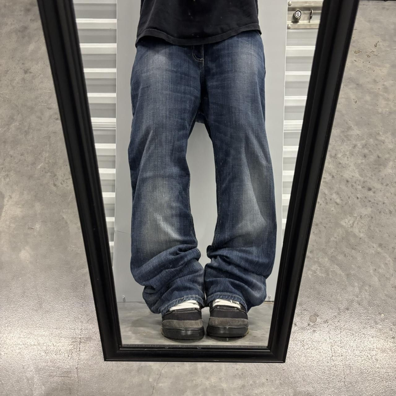 Japanese Brand × Vintage Crazy Vintage Y2K/2000s Grunge Faded Dark Wash Bootcut Denim Jeans! Size US 34 / EU 50 - 1 Thumbnail