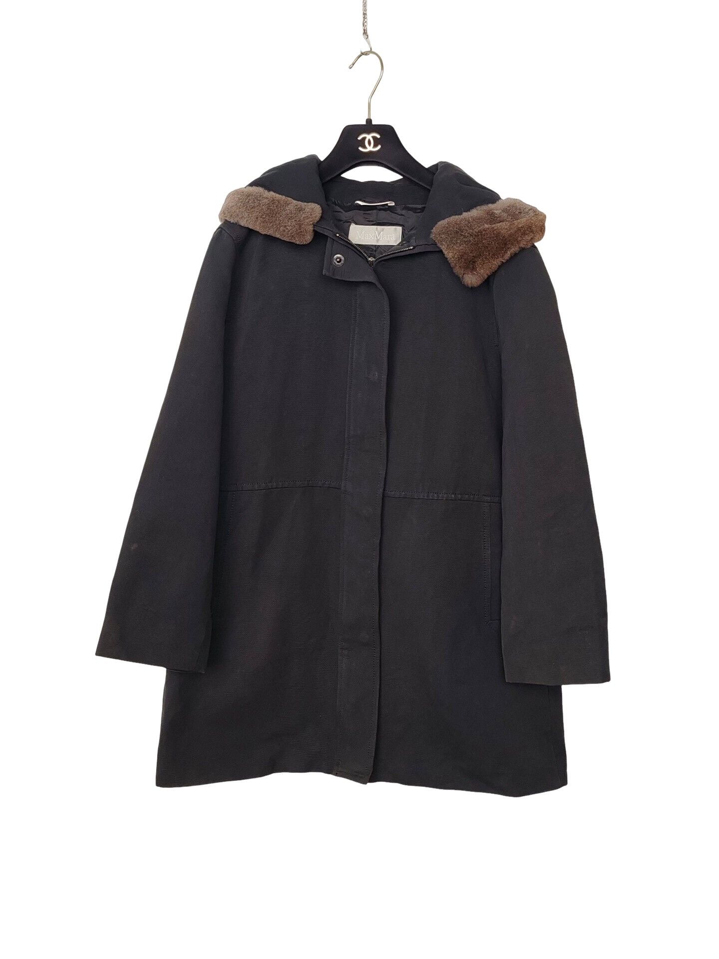 Max Mara MaxMara Fur Trim Hooded Coat Size 36 Size XS / US 0-2 / IT 36-38 - 1 Thumbnail