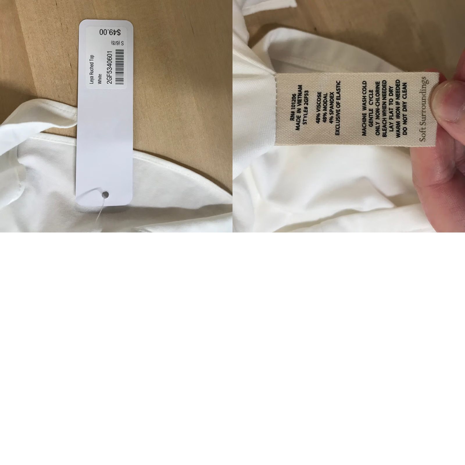 Soft Surroundings Soft Surroundings Leya Ruched Top White V Neck Flutter Sleeve Women's Small Size S / US 4 / IT 40 - 8 Thumbnail
