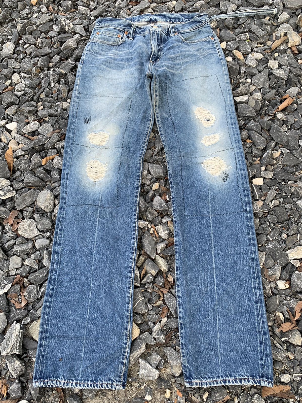 Kapital BLUE BLUE JAPAN INDIGO SELVEDGE RUSTY DISTRESSED DENIM Size US 31 - 2 Thumbnail