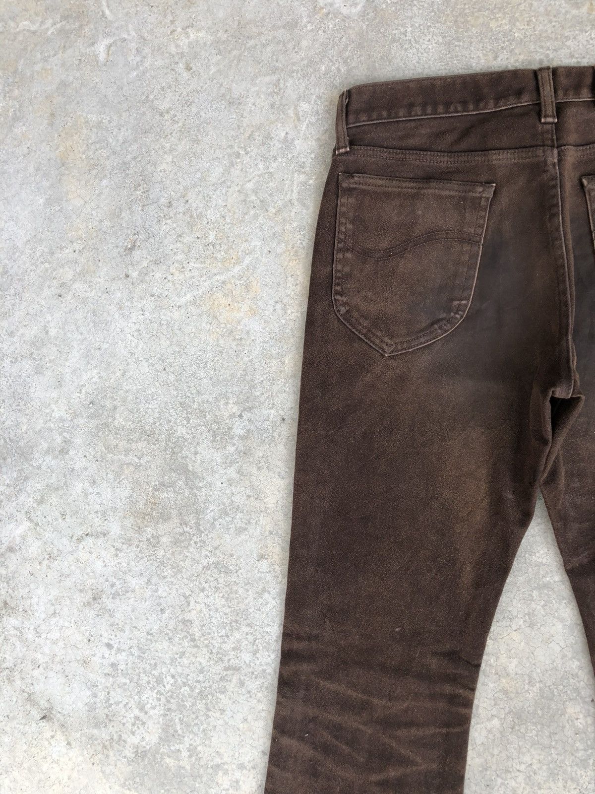 If Six Was Nine Vintage Lee Flared Jeans Distressed Leather Cowhide Size US 29 - 9 Thumbnail