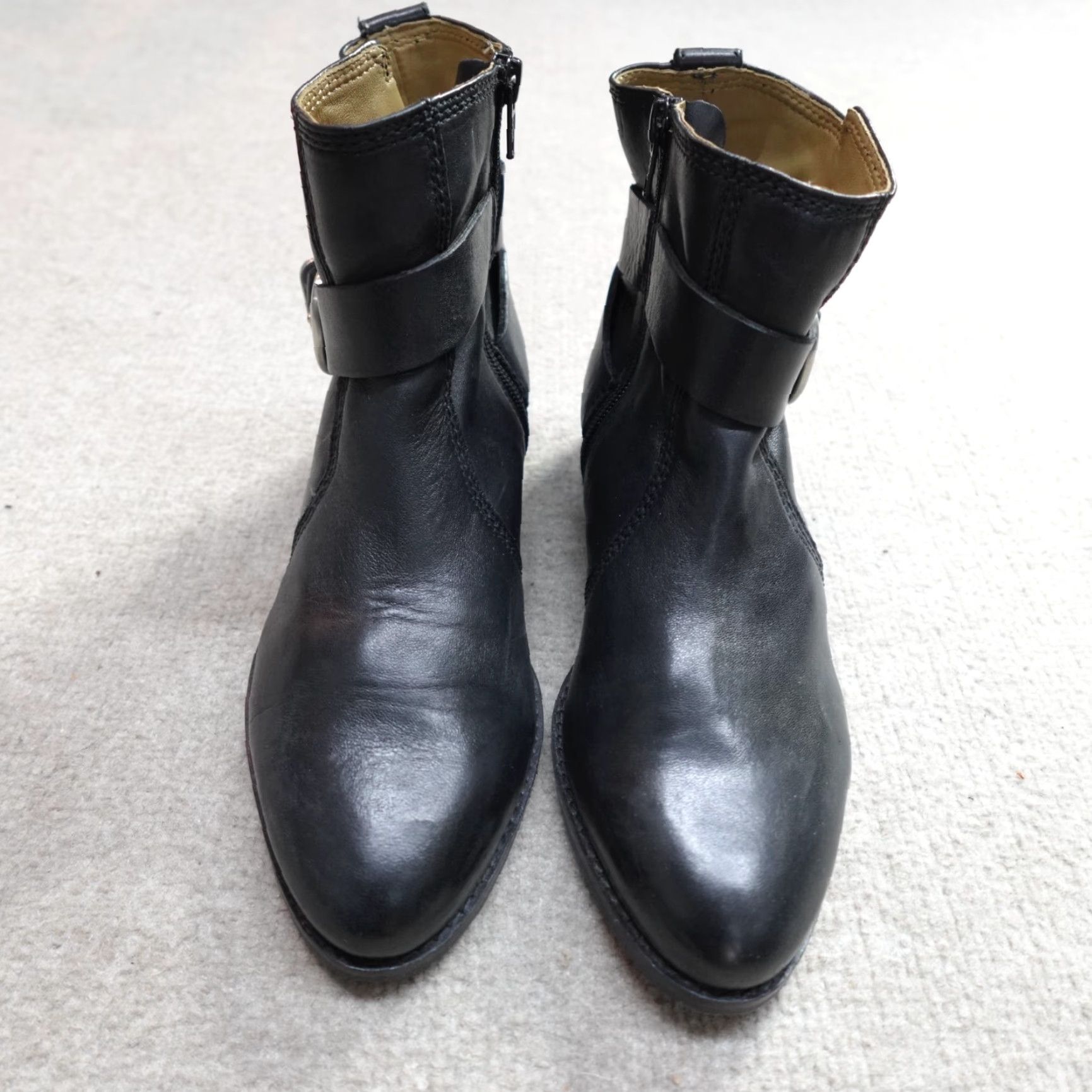 Vintage Robert Zur Women's Boots 7.5 Black Ankle Jodhpur Leather Full Zip 1.5" Heel Block Bootie Size US 8 / IT 38 - 2 Thumbnail