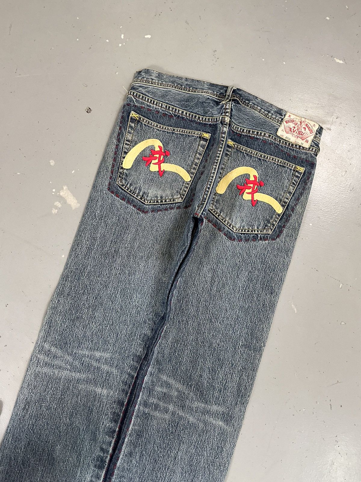 Japanese Brand × Vintage Vintage Evisu inspired Japanese SpellOut embroidered denim Size US 34 / EU 50 - 11 Thumbnail