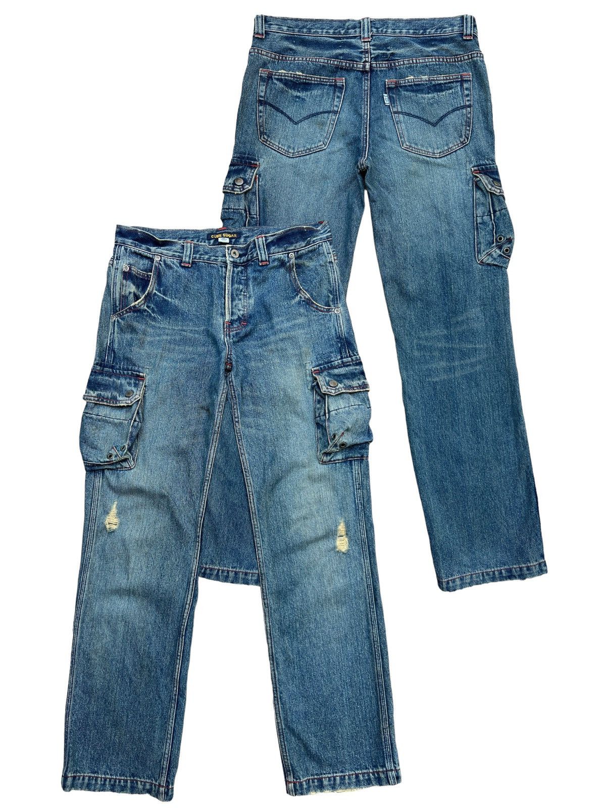 Japanese Brand Cube Sugar Multipocket Parachute Baggy Denim Jeans 33x31 Size US 33 - 1 Thumbnail