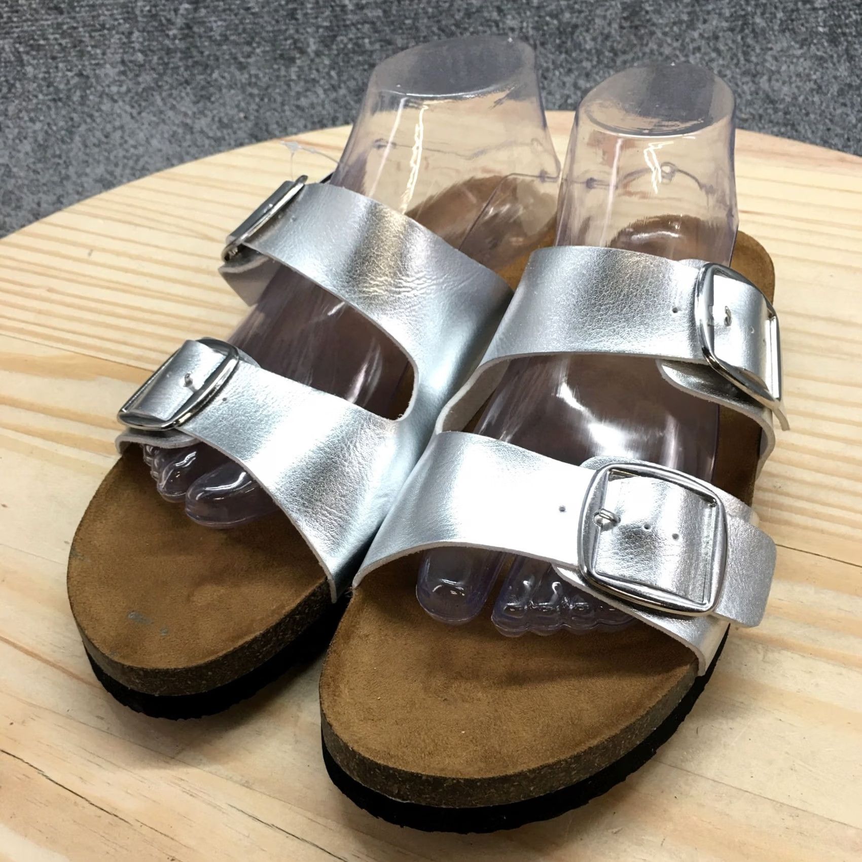 Vintage Universal Thread Sandal Womens 9 Silver Devin Open Toe Cork Faux Leather NEW Slip-On Comfort Slide Casual Shoes Womens Size US 9 / IT 39 - 3 Thumbnail