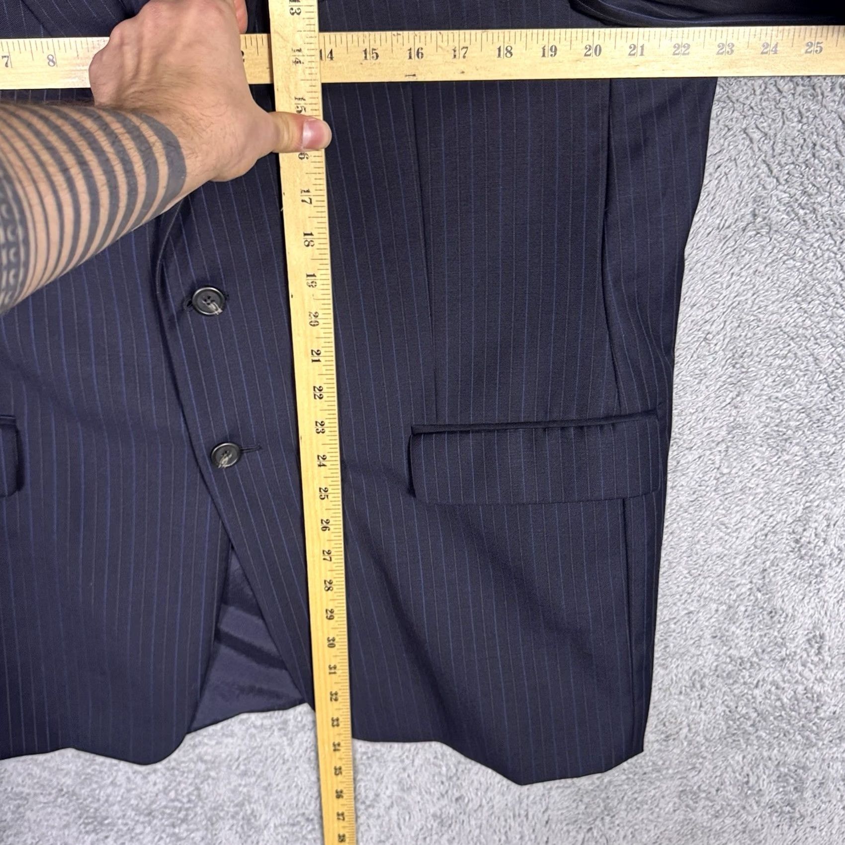 Ralph Lauren Ralph Lauren Suit Mens 46R 2 Piece Wool Jacket Slacks Set Pinstripe Cuffed Blue 38x29 Formal Wedding Mens Size 46R - 5 Thumbnail