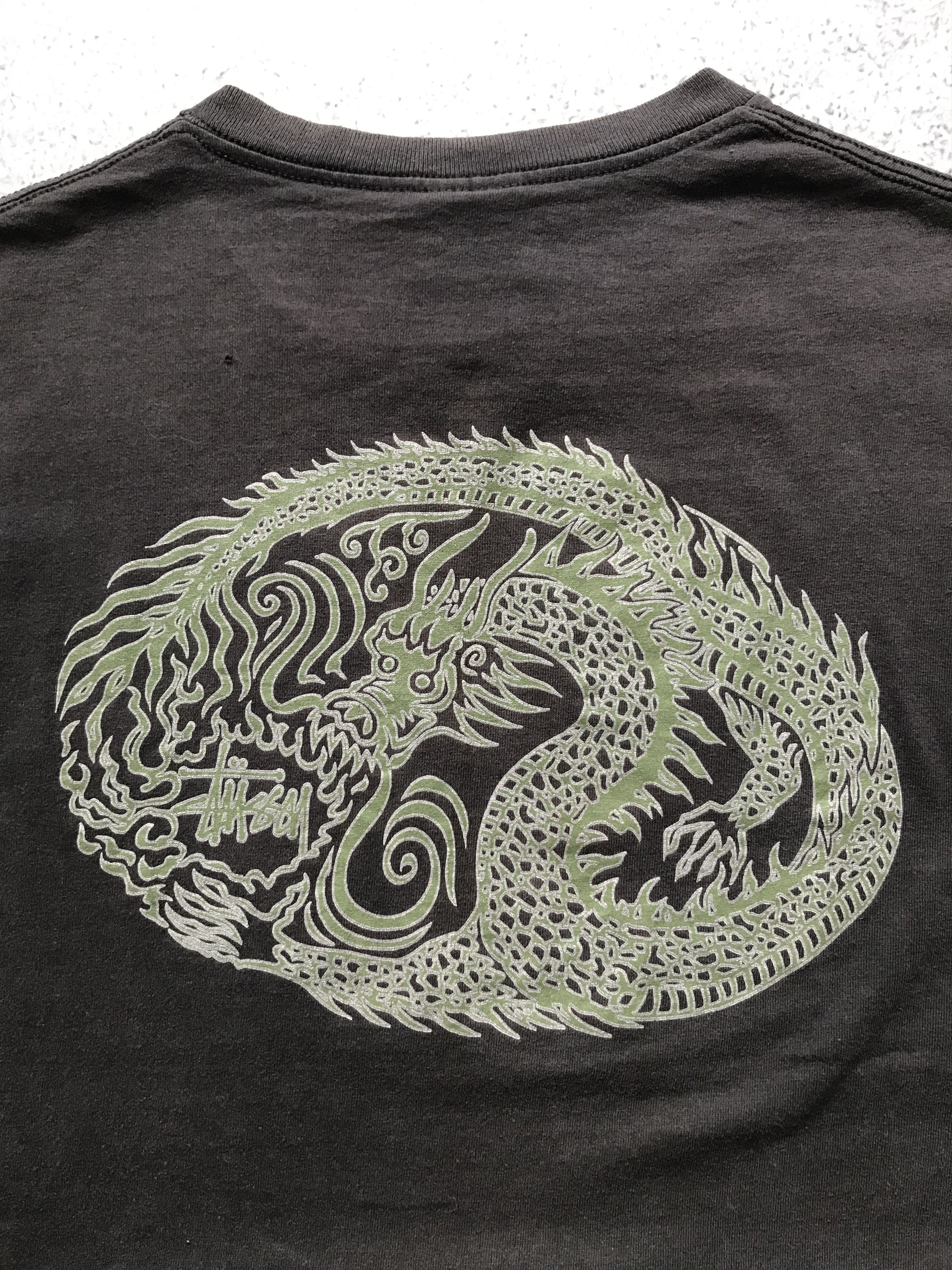 Stussy 1990s Vintage Stussy Dragon Tshirt Faded Black Size US M / EU 48-50 / 2 - 2 Thumbnail