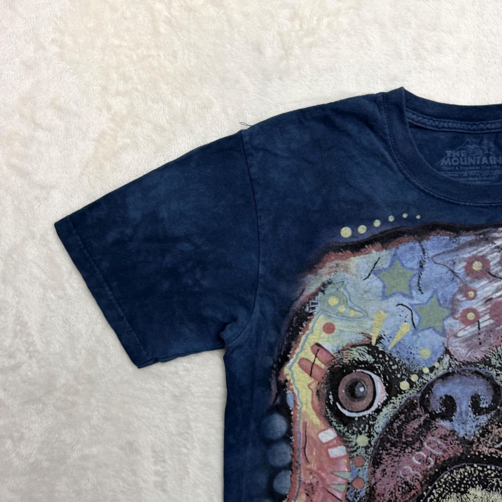 The Mountain The Mountain Pug Shirt Mens M Blue Tie Dye Dog Graphic Tee Crew Neck Short Sleeve Size US M / EU 48-50 / 2 - 6 Thumbnail