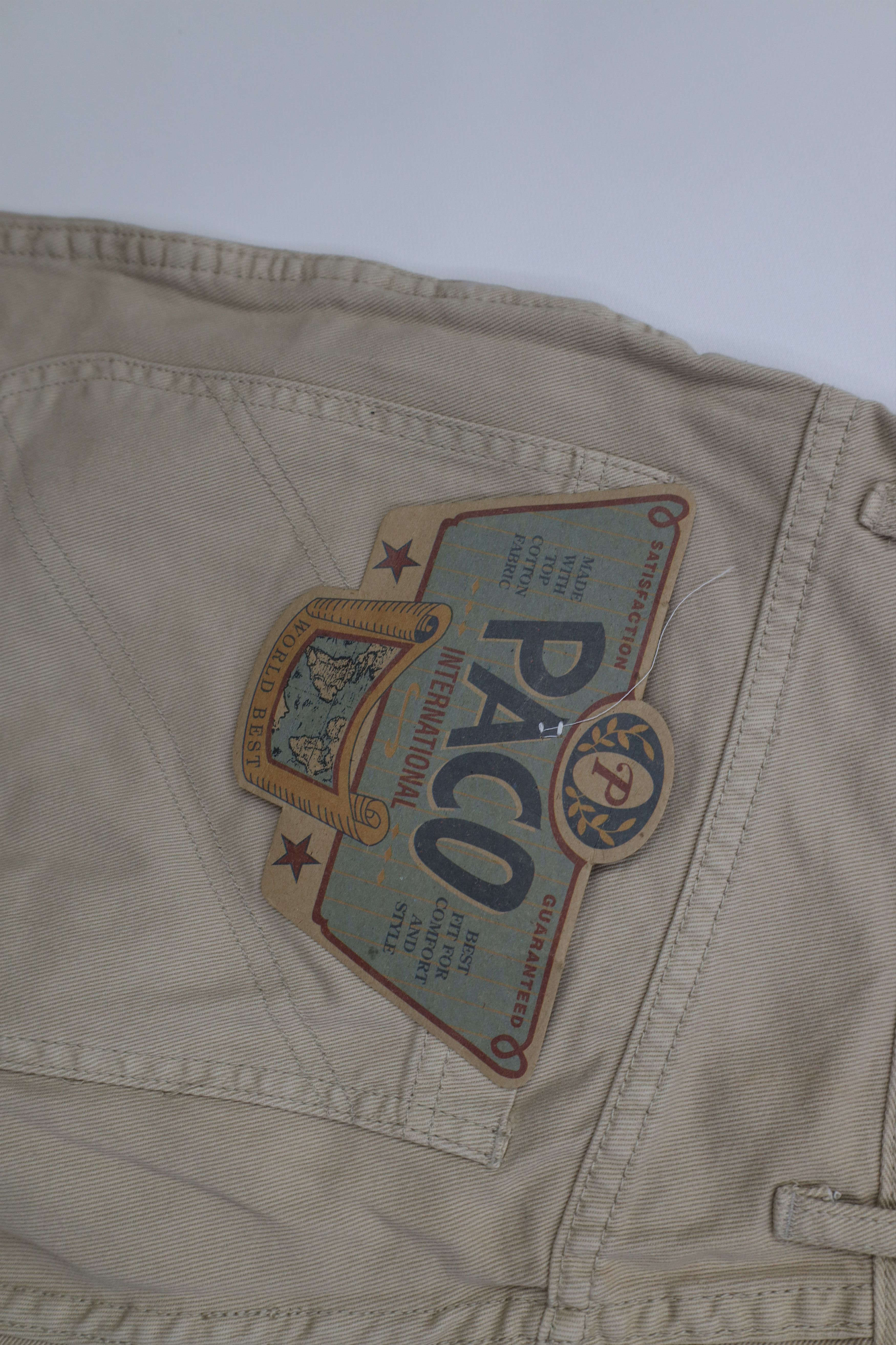 Vintage Deadstock Vintage 90s Paco Hip Hop Denim Jean Shorts Tan Size US 33 - 16 Thumbnail