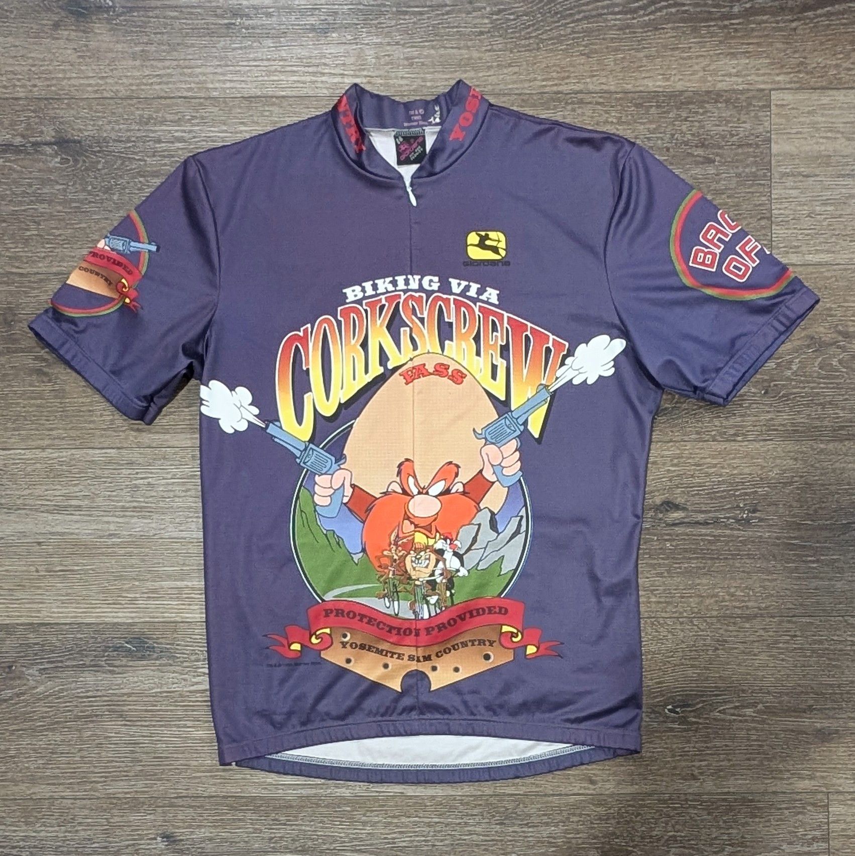 Warner Bros Vintage Giordana Yosemite Sam cycling shirt jersey Size US L / EU 52-54 / 3 - 1 Thumbnail