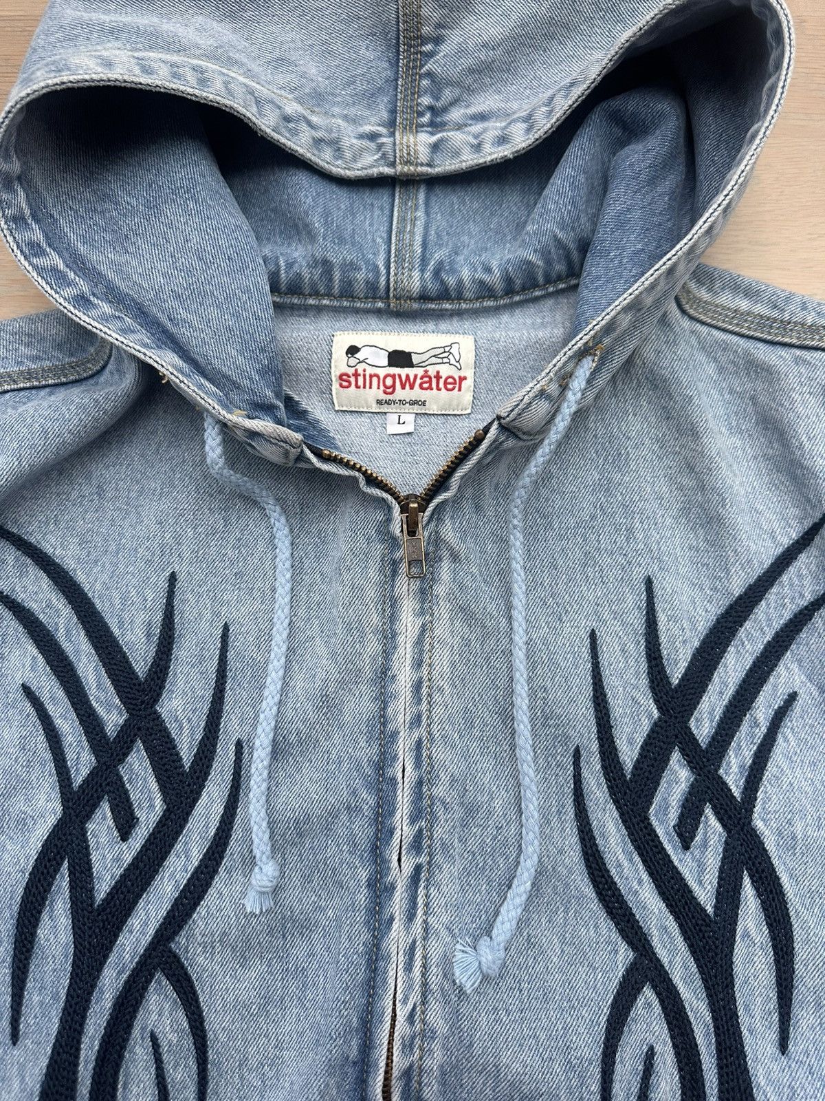 Stingwater tribal denim hooded jacket