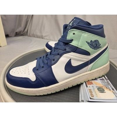Nike Nike Air Jordan 1 Mid Blue Mint Mystic Navy White 554724-413 Size US 11.5 / EU 44-45 - 4 Thumbnail
