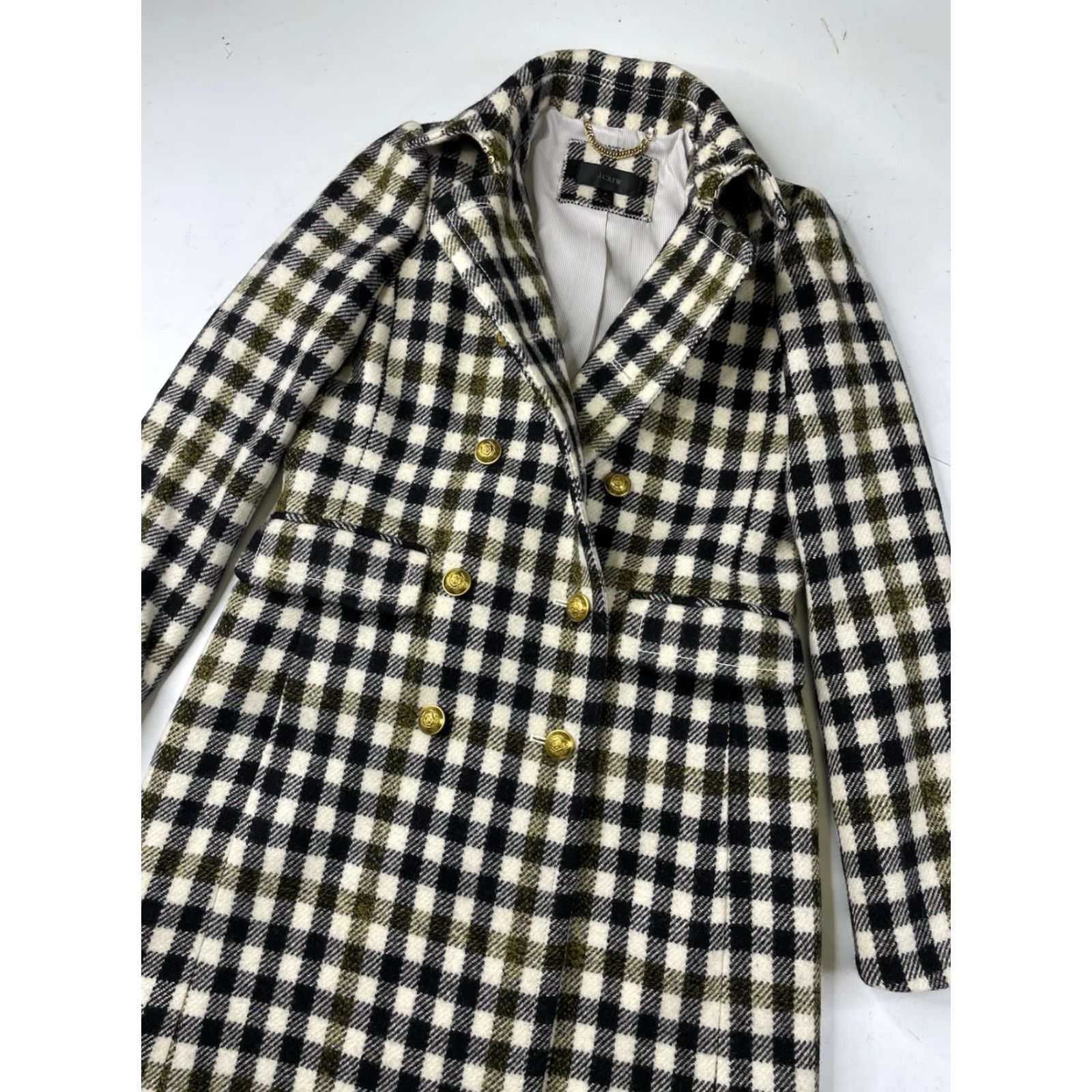 J.Crew J.CREW Plaid Wool Coat Long 100% Wool Multicolor 0 Women’s Size 0 Buttons Metal Pea Coat Modern Style Size XS / US 0-2 / IT 36-38 - 2 Thumbnail