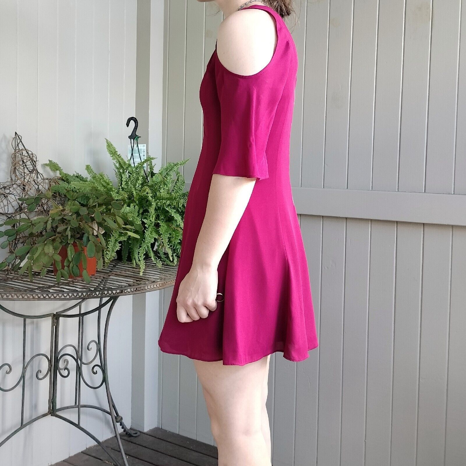 Designer Sportsgirl Dress Mini A Line Plunge Bell Sleeve Size M / US 6-8 / IT 42-44 - 7 Thumbnail