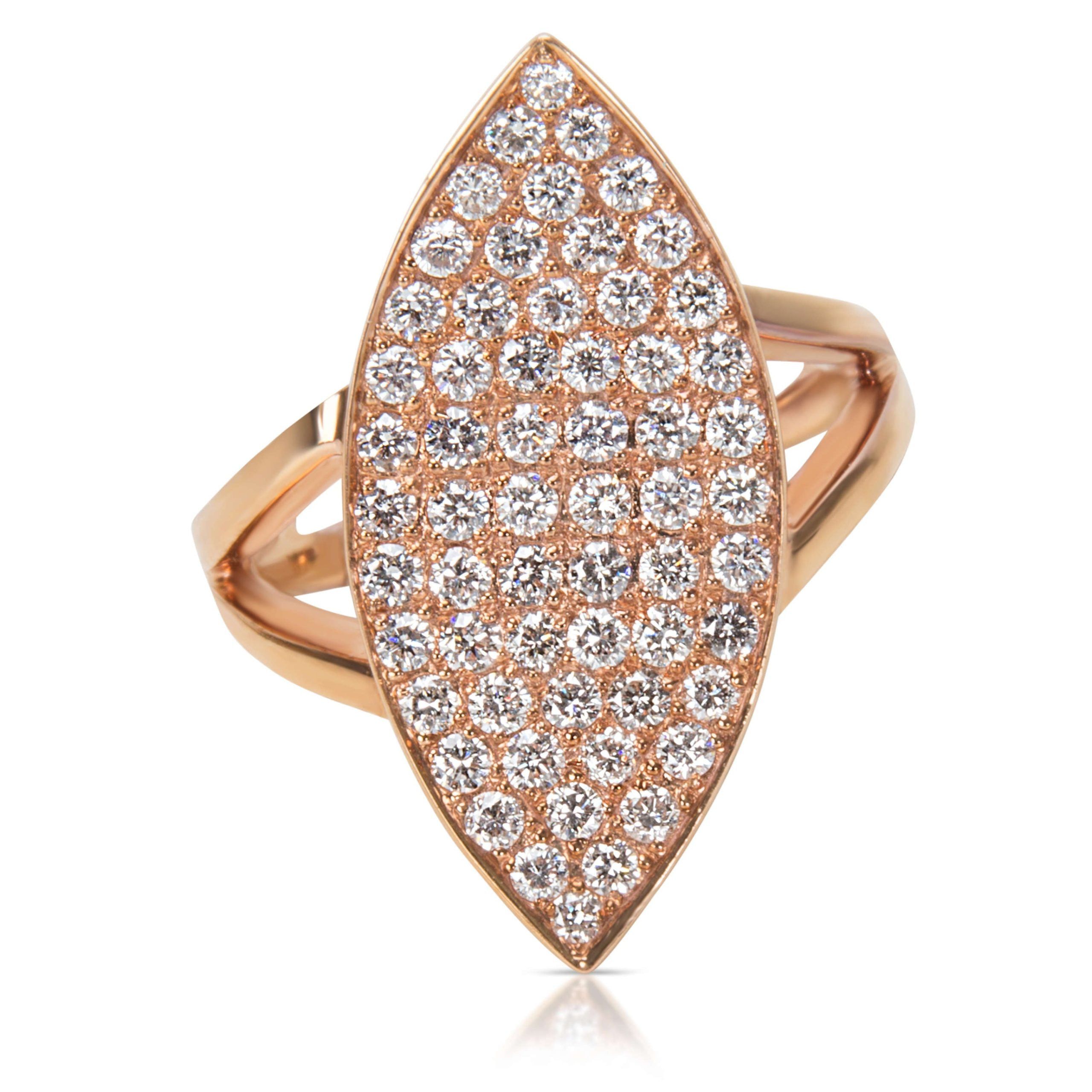 image of Tiffany Co Marquise Shaped Pave Diamond Ring In 18K Rose Gold (1.30 Ctw), Women's