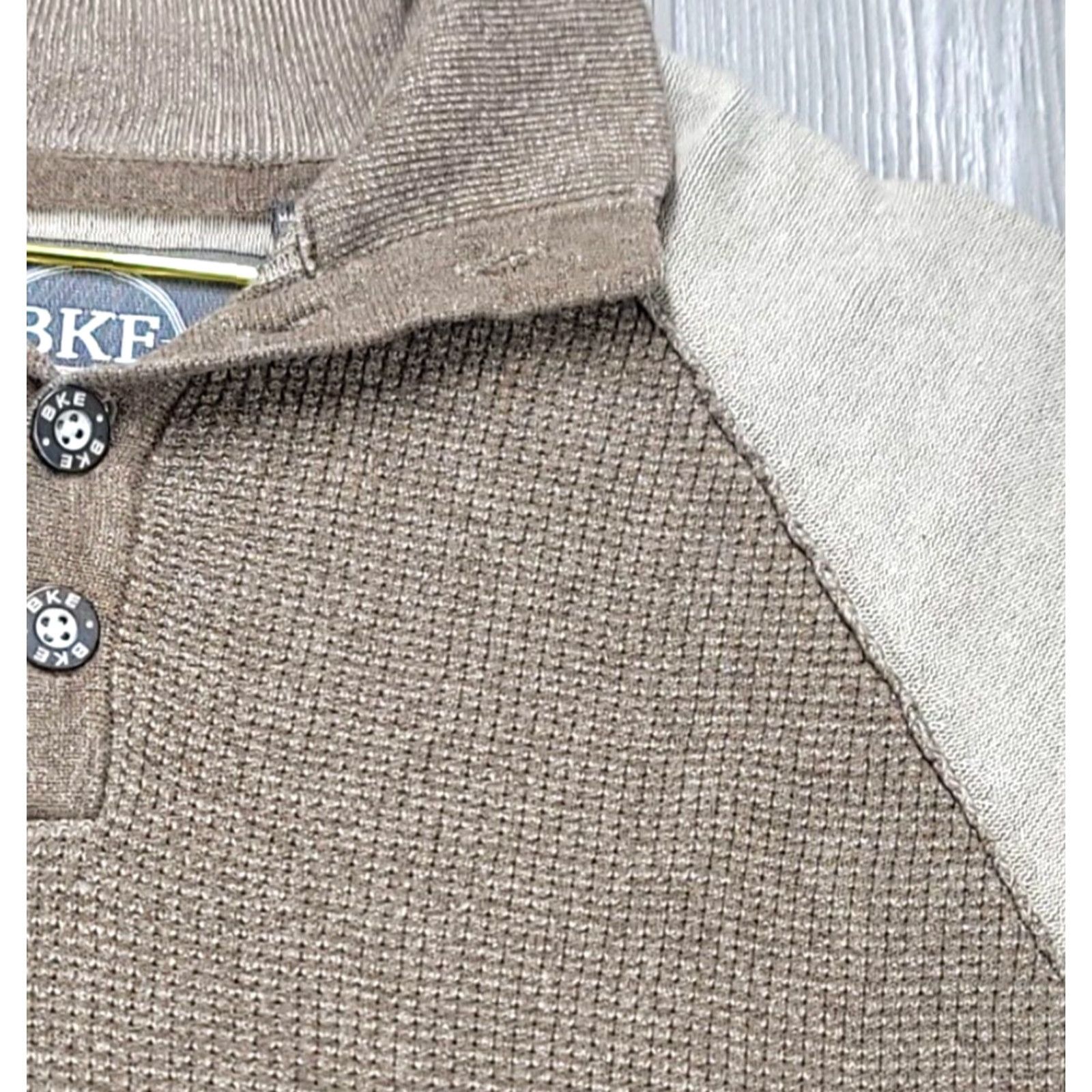 Vintage Buckle Mens M Beige Mock Neck 1/4 Zip Sweater Knit Long Sleeve Henley 1/4 Button Casual Workwear Size US M / EU 48-50 / 2 - 4 Thumbnail