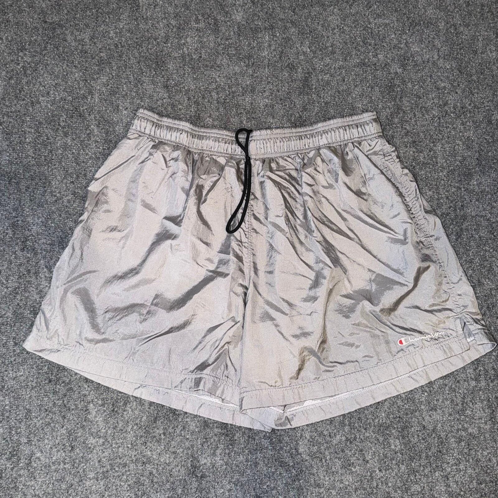 Champion Silver Nylon Dazzle Athletic Shorts Mens XL Rare
