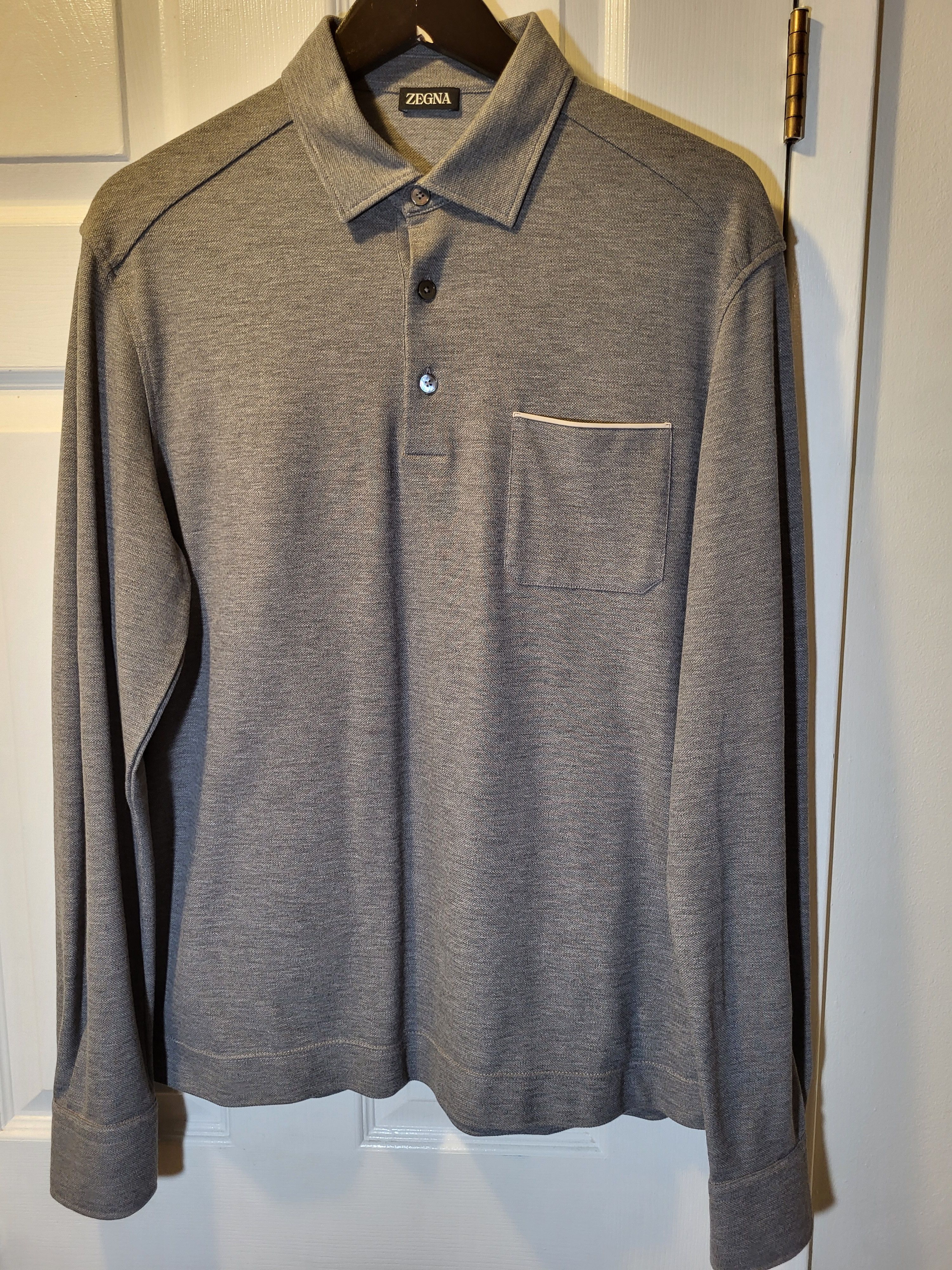 Z Zegna Zegna Long Sleeve Polo Shirt Size US M / EU 48-50 / 2 - 3 Thumbnail
