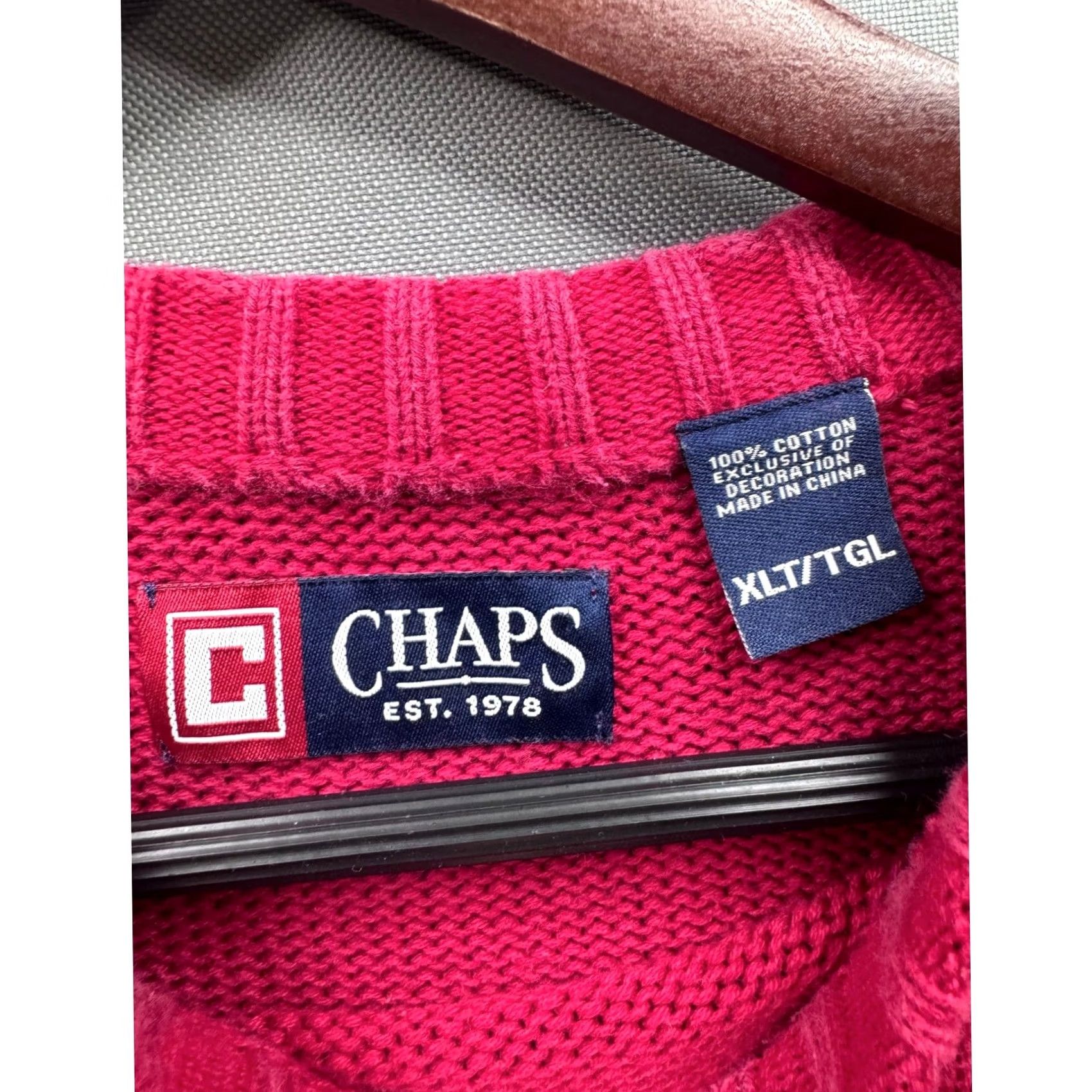 Chaps Chaps Mens Red Crew Neck Long Sleeve Sweater XLT Size US XL / EU 56 / 4 - 7 Thumbnail