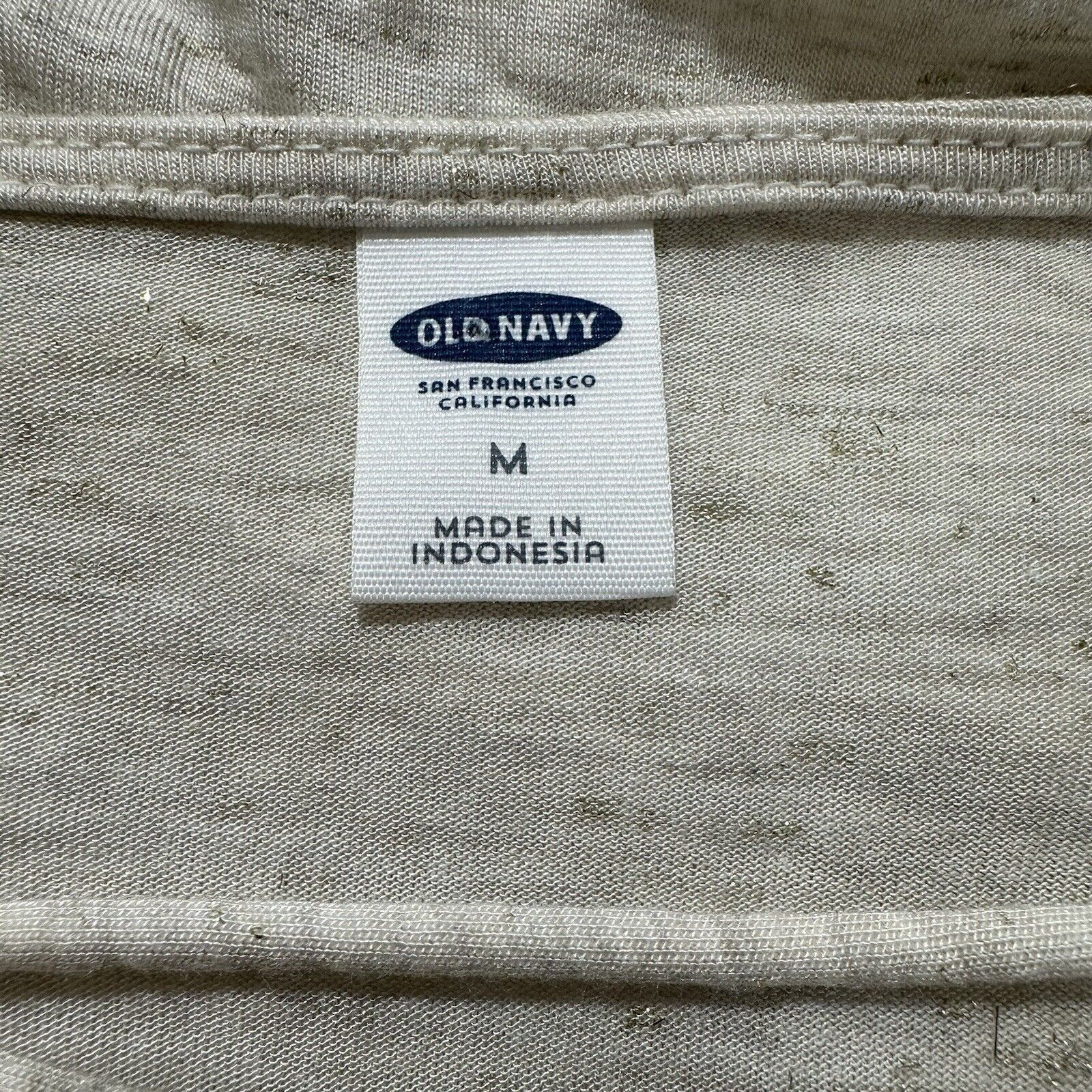 Old Navy Old Navy Medium Relaxed Lace-Up-Yoke Sparkle-Knit Top Beige Size M / US 6-8 / IT 42-44 - 3 Thumbnail