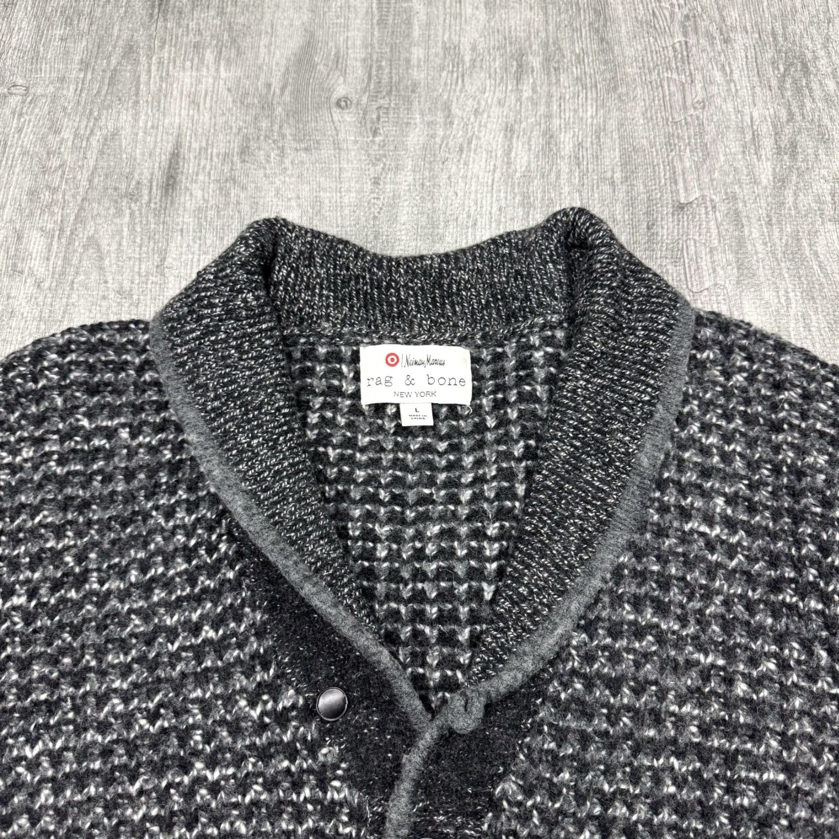 Rag & Bone VINTAGE Rag & Bone Men's Sweater Cardigan Large Knit Black Grey Casual Winter 90s Size US L / EU 52-54 / 3 - 2 Thumbnail