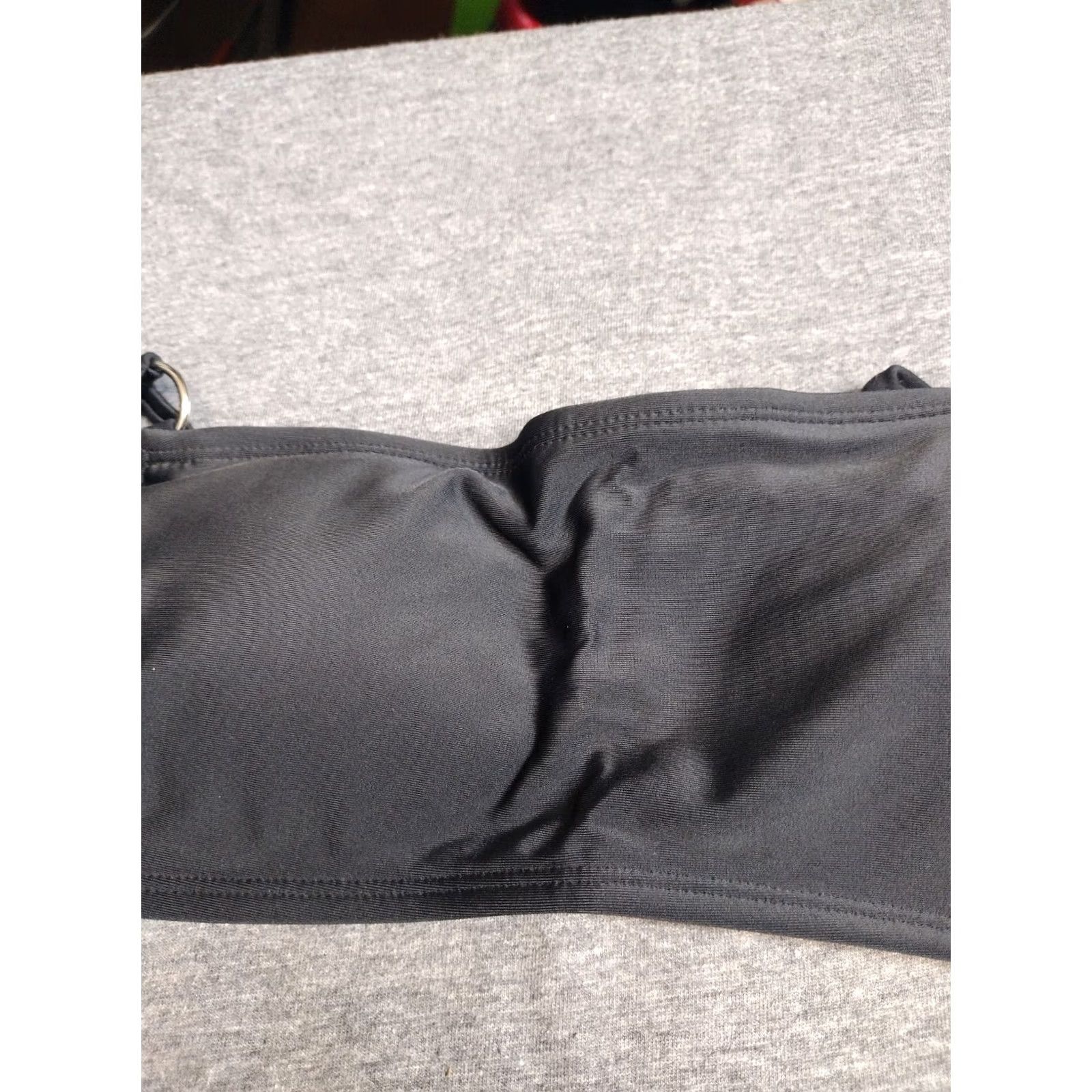 Vintage Xhilaration Bralette Bikini Top Shirt Women M Black Solid Spaghetti Adjustable Beach Tonga? Size M / US 6-8 / IT 42-44 - 3 Thumbnail