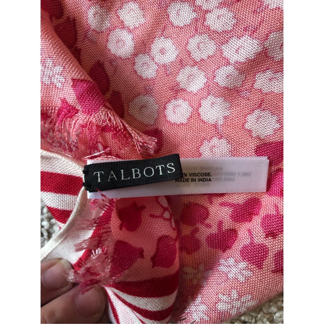 Other Talbots Women’s White and Pink Floral Pattern Design Scarf N Size ONE SIZE - 6 Thumbnail