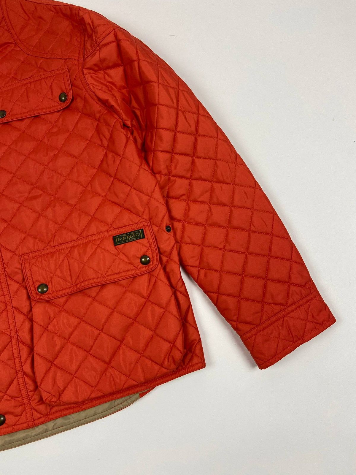 Polo Ralph Lauren Quilted Jacket Orange Lightweight Field Coat L Snap Zip Rare Size US L / EU 52-54 / 3 - 3 Thumbnail