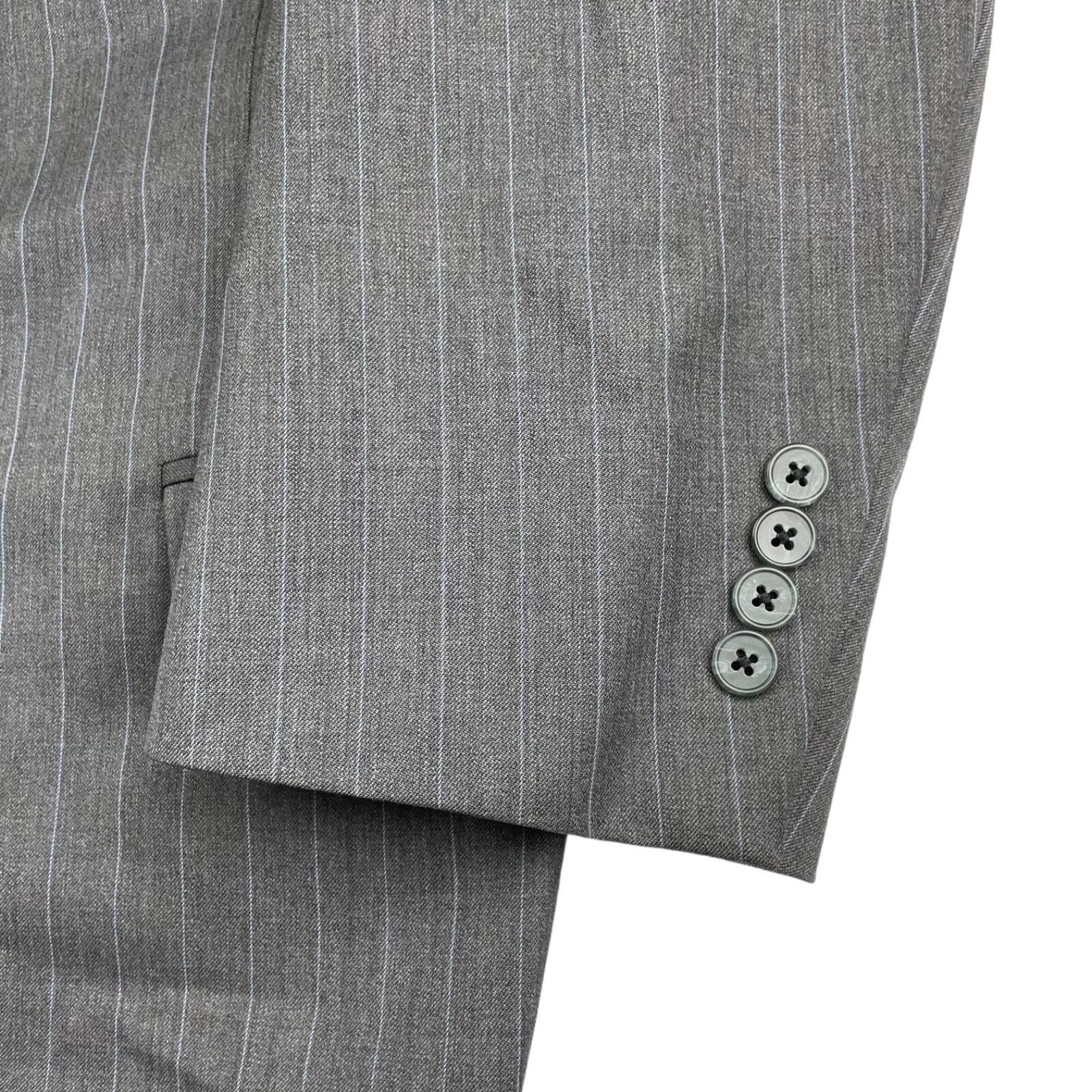 Holland & Sherry Holland & Sherry x Filo A Mano Men's Suit Gray/Blue Stripe • Size 48R - 4 Thumbnail