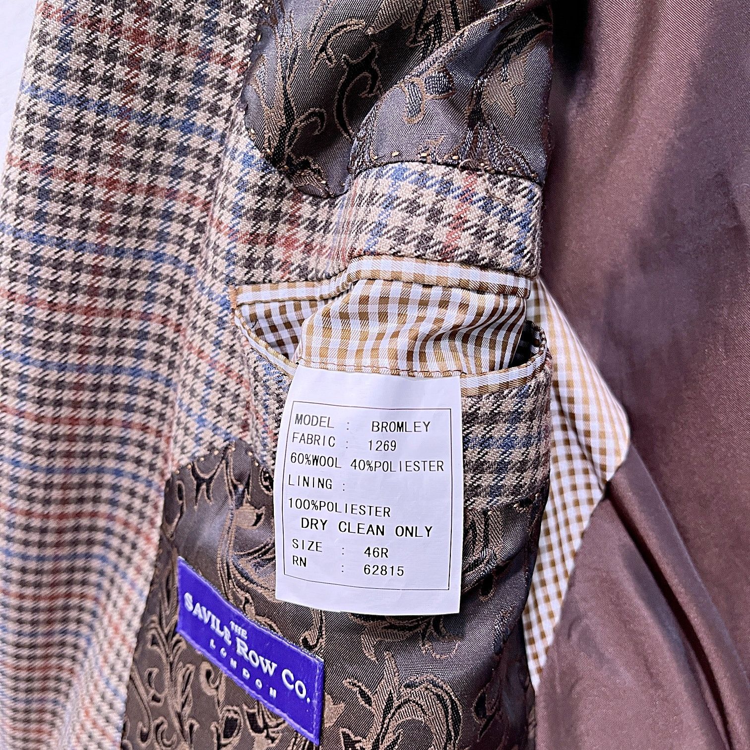 Savile Row Saville Row Wool Tweed Sport Coat Brown Mens 46R Size 46R - 7 Thumbnail